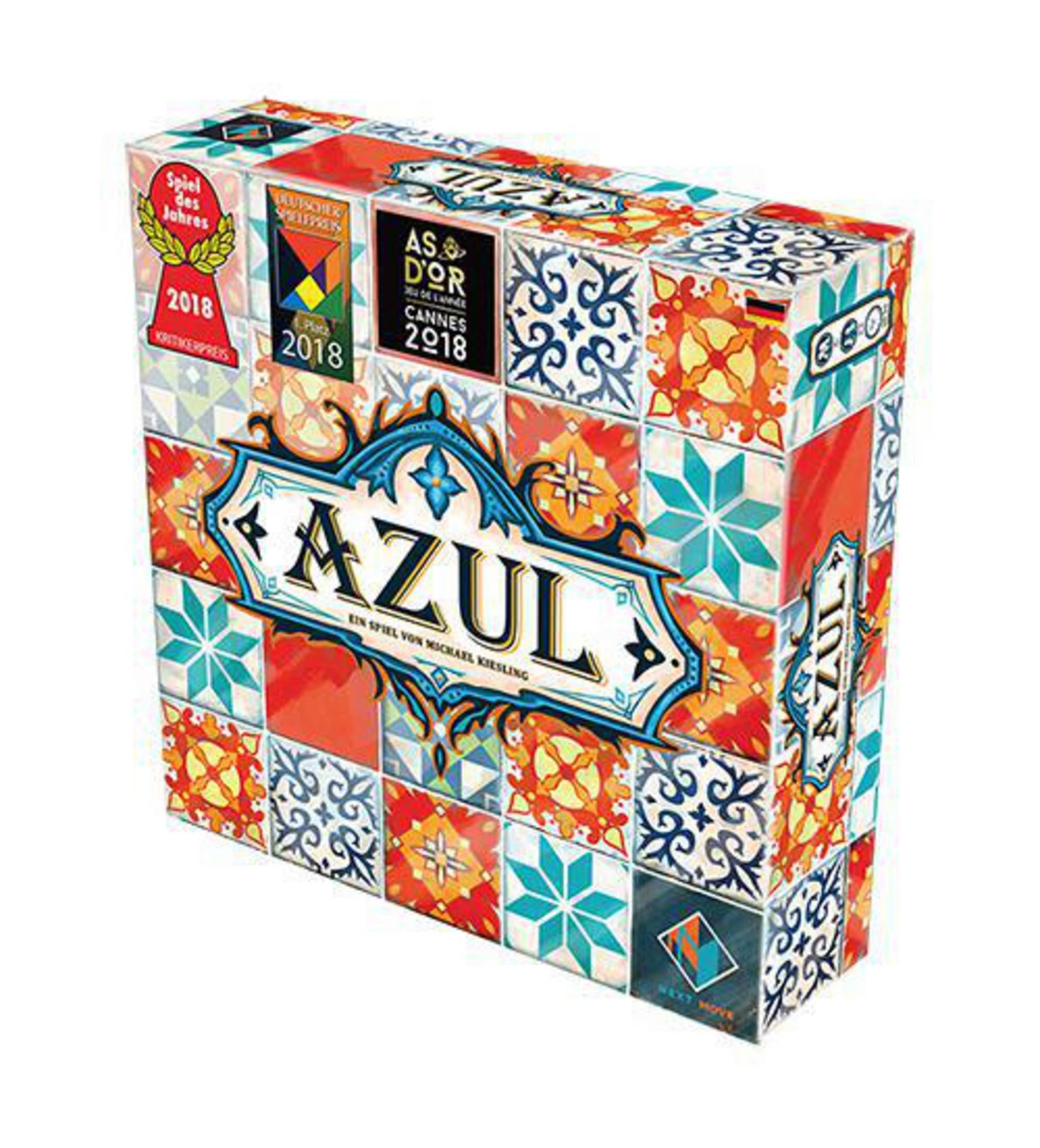 Azul Brettspielbox mit bunten Mosaikfliesen-Designs.