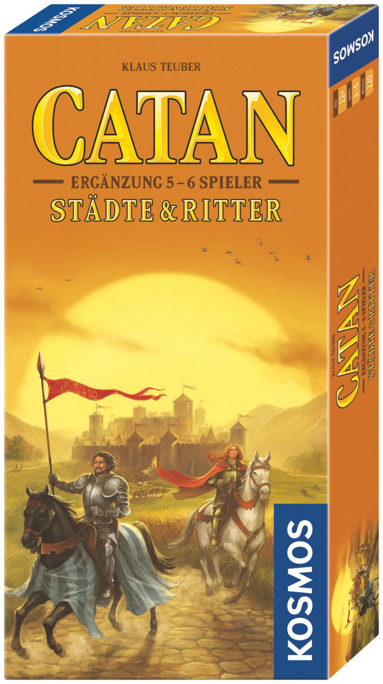 Arte de la caja del juego con caballeros a caballo y un castillo al atardecer.