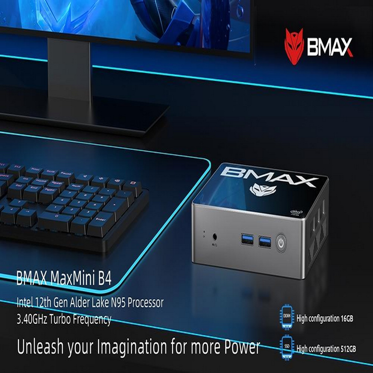BMAX B4, Mini-PC, Intel® GB GB 16 SSD, 512 RAM, Graphics UHD