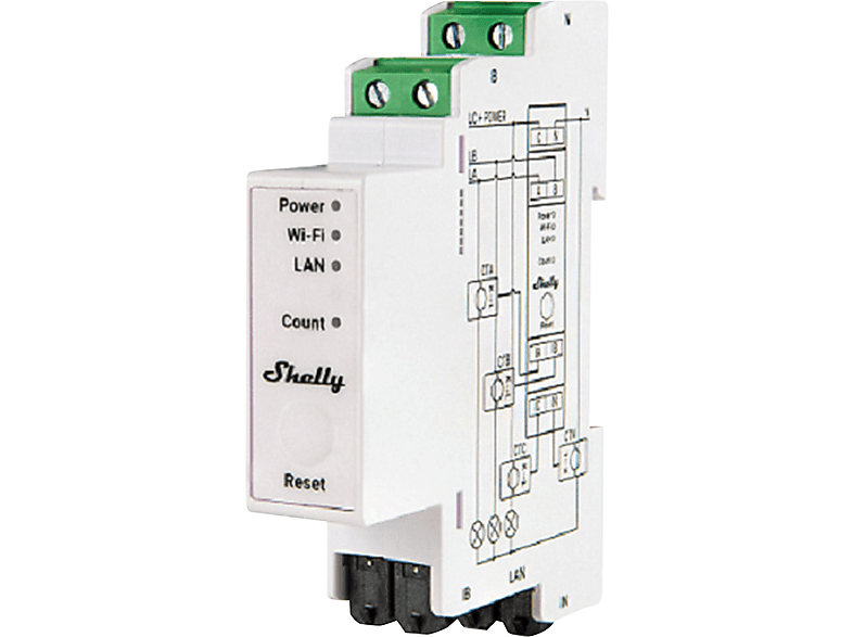 SHELLY Home Shelly Relais \'Pro 3EM\' WLAN Stromzähler 3x 120A Inkl. 3 Klemmen Messfunktion Smart Meter Weiß | Smart Home Zubehör