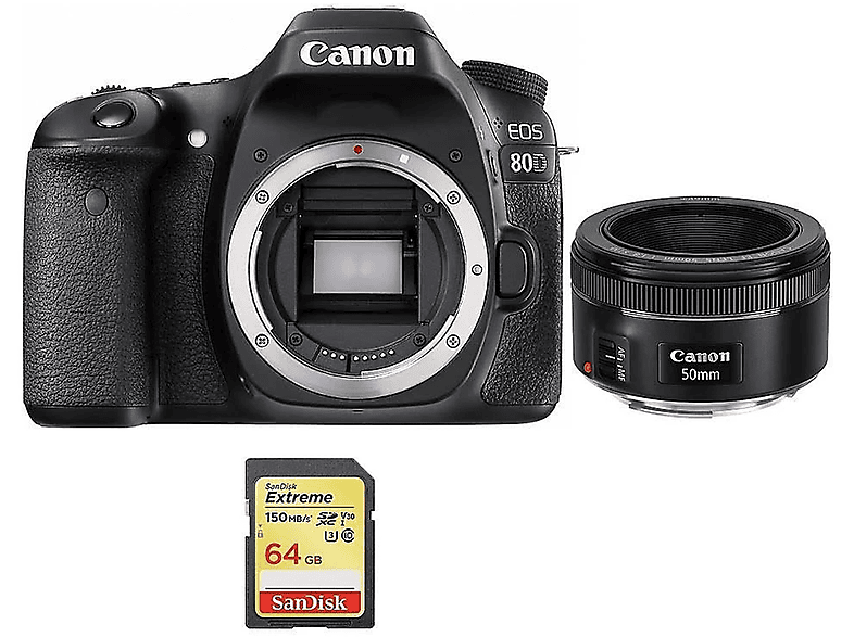 Cámara digital | CANON EOS 80D + EF 50mm F1.8 STM + SD 64GB, 18