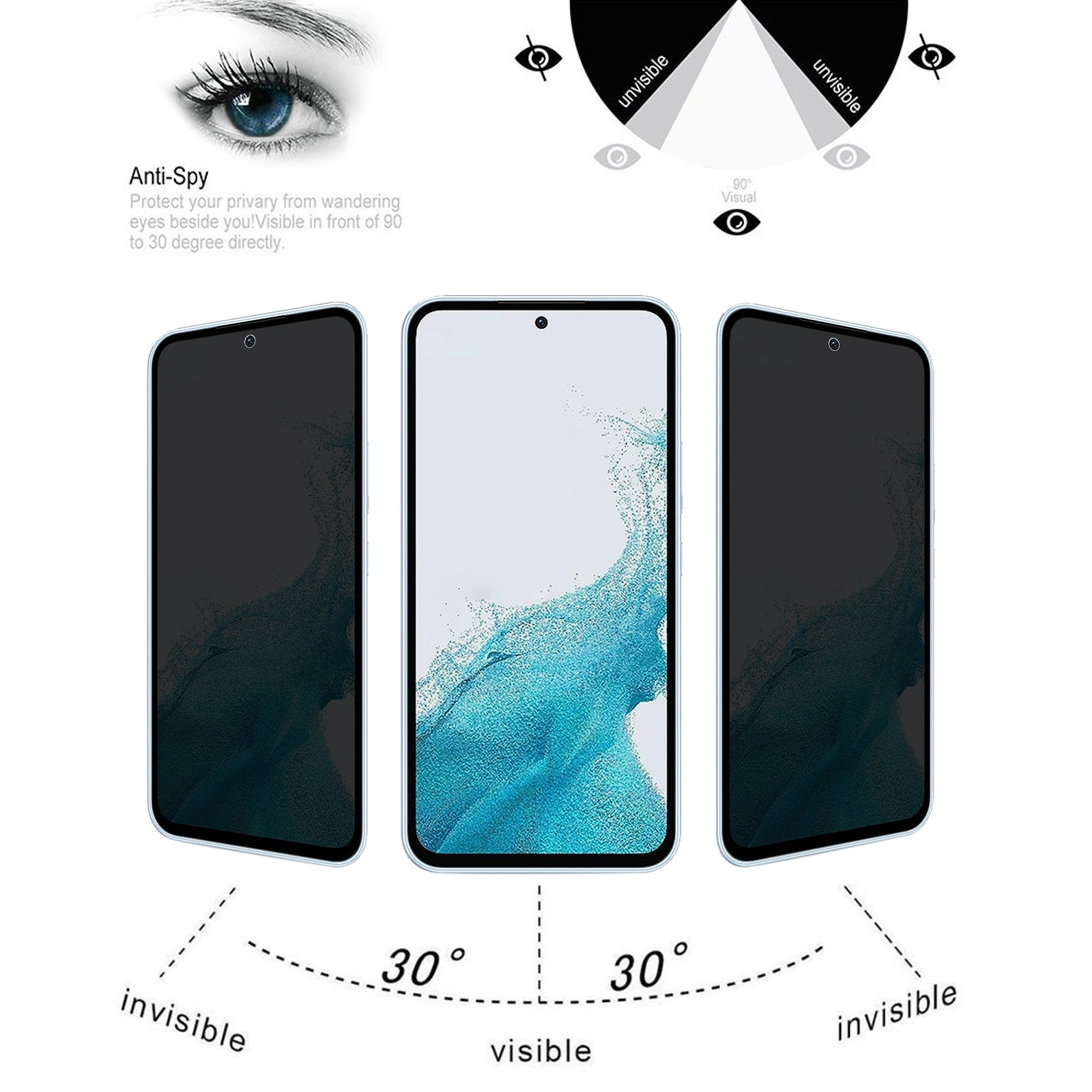 Samsung A54 PROTECTORKING 9H Galaxy Privacy Panzerschutzglas 1x Displayschutzfolie(für 5G)