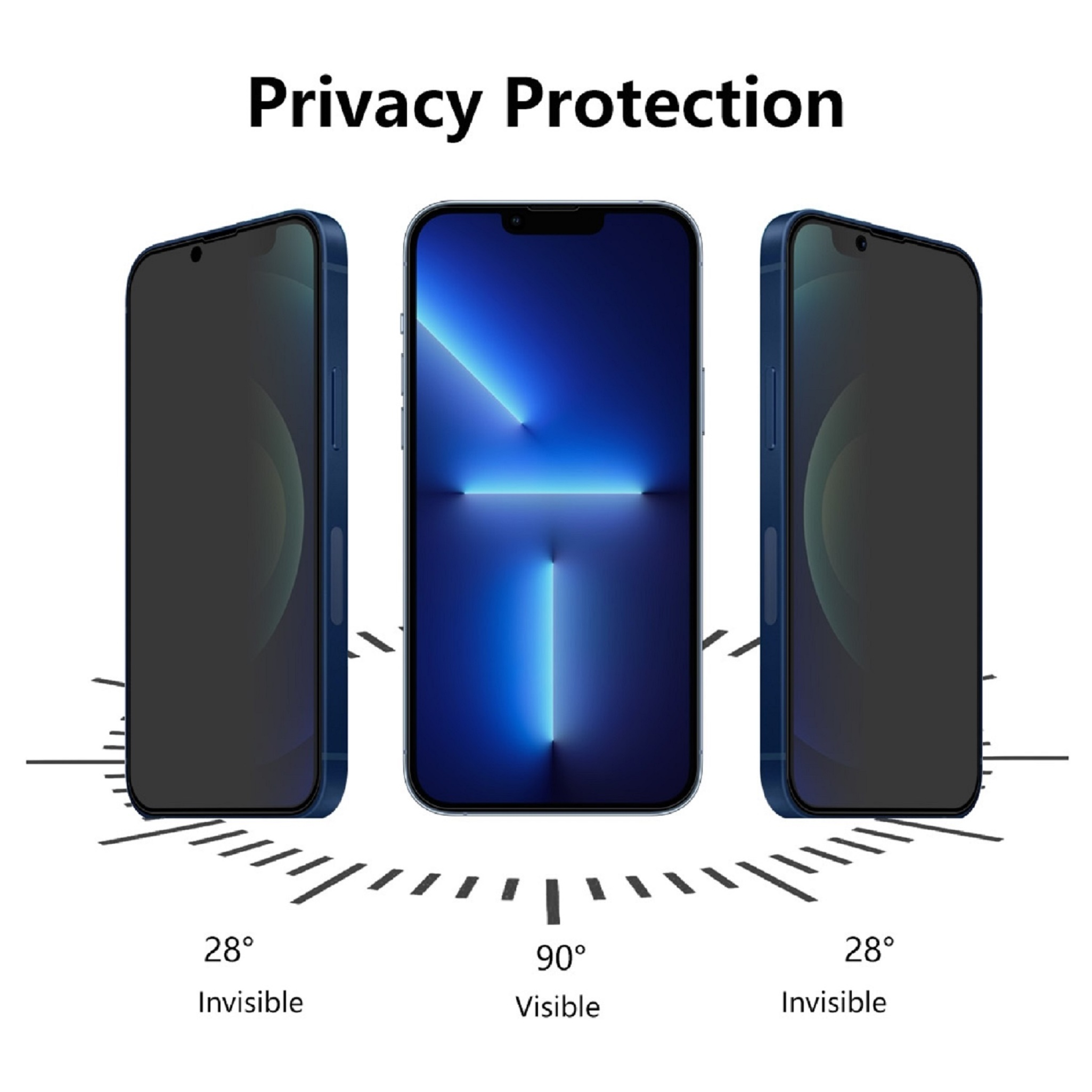 PROTECTORKING 1x 9H Panzerhartglas Displayschutzfolie(für Apple ANTI-SPY 13) iPhone PRIVACY