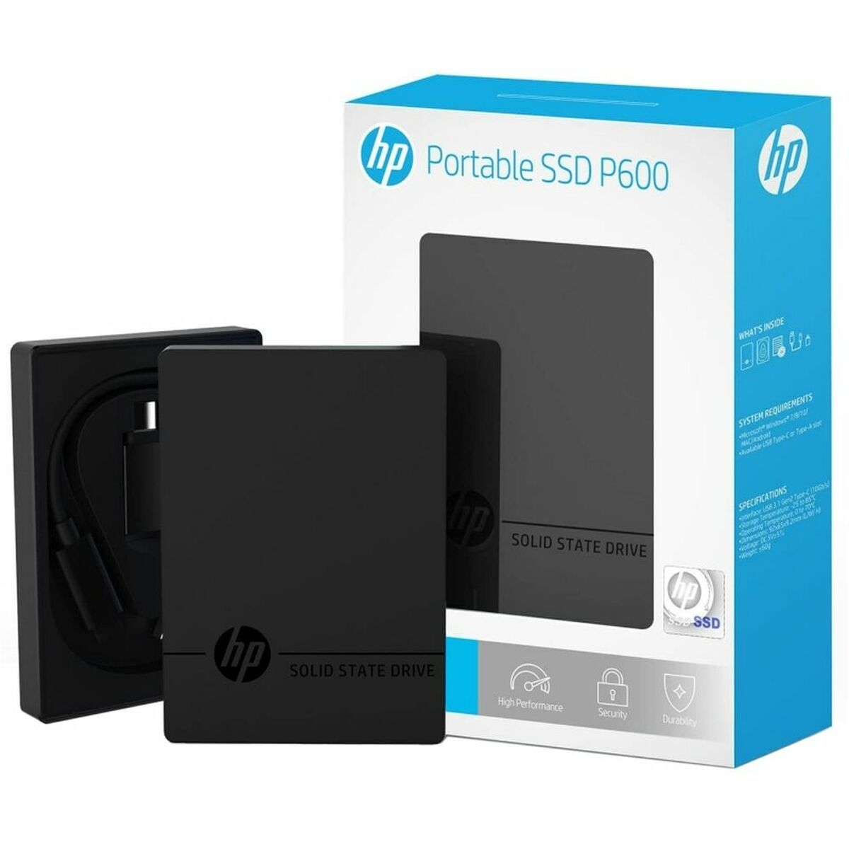 HP extern, SSD, multicolour P600, 128 GB