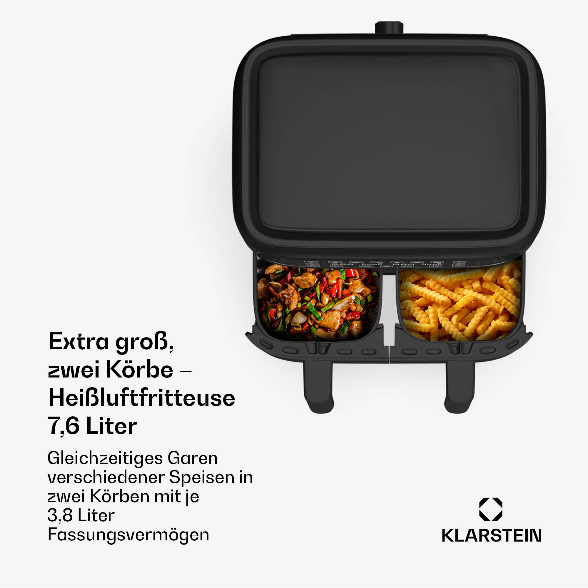 KLARSTEIN VitaFry Duo Skylight Heißluftfritteuse 1850 Watt Schwarz