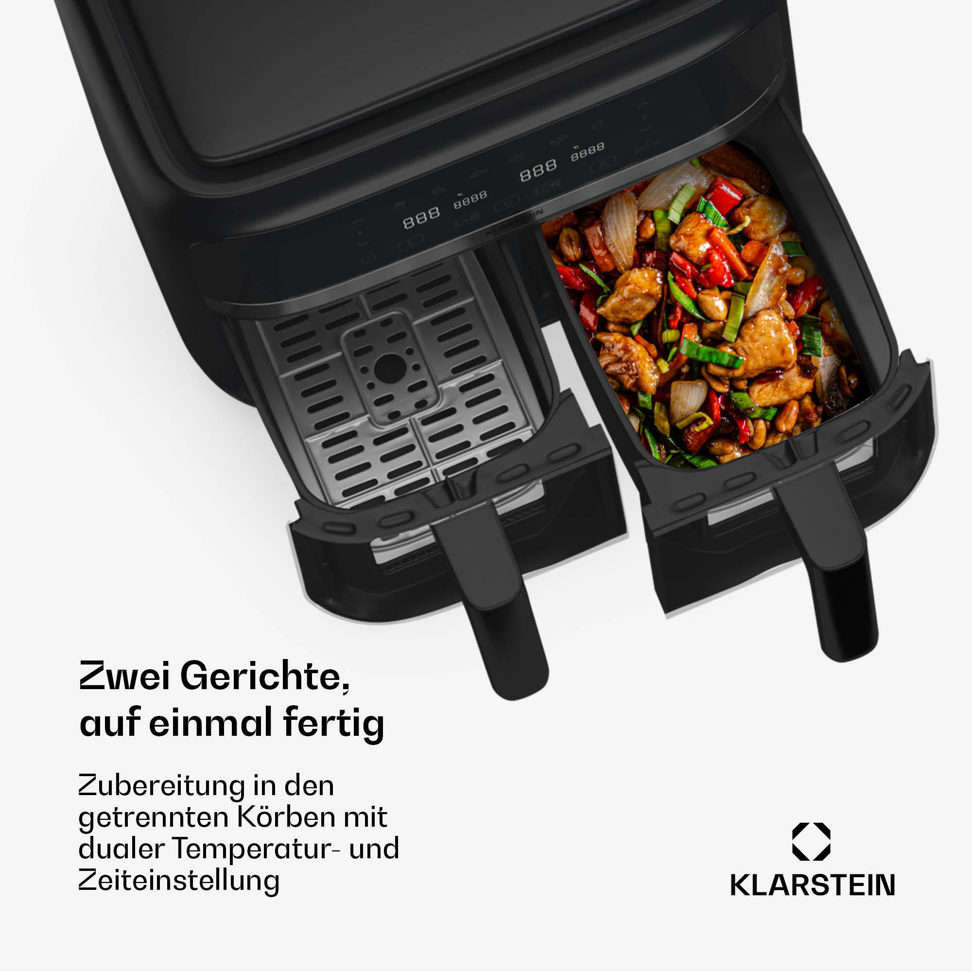 KLARSTEIN VitaFry Duo Skylight Heißluftfritteuse 1850 Watt Schwarz