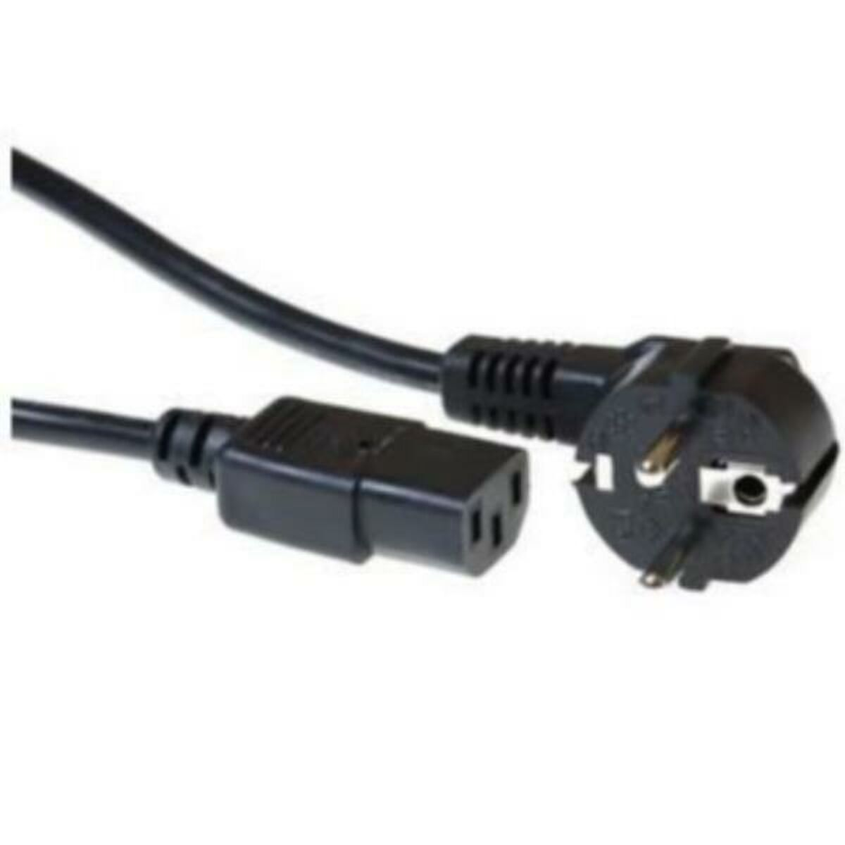 Cable de alimentación negro con conector C13 y enchufe europeo.