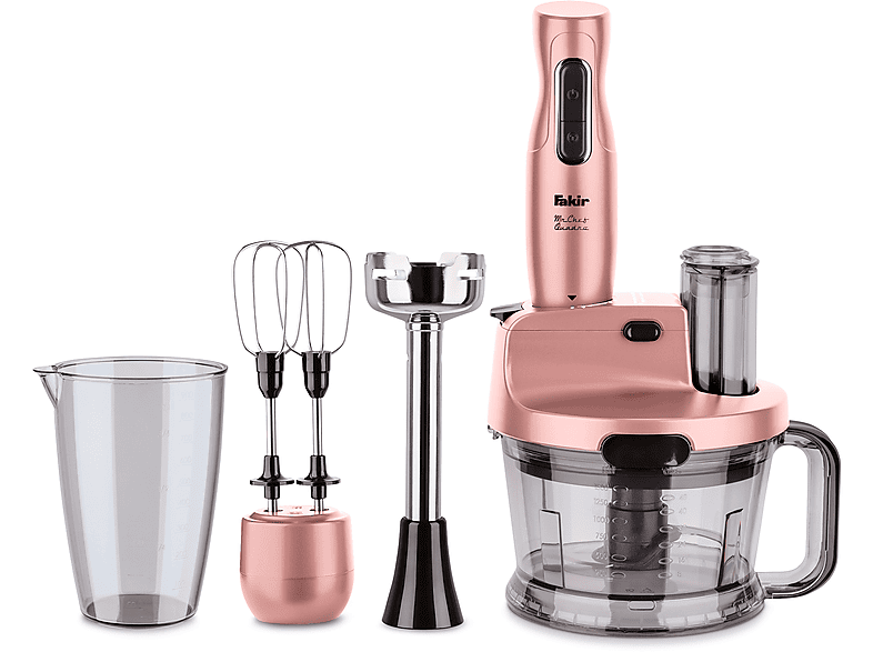 (1000 Stabmixer-Set Chef rosé FAKIR Handmixer Mr. Quadro Watt)