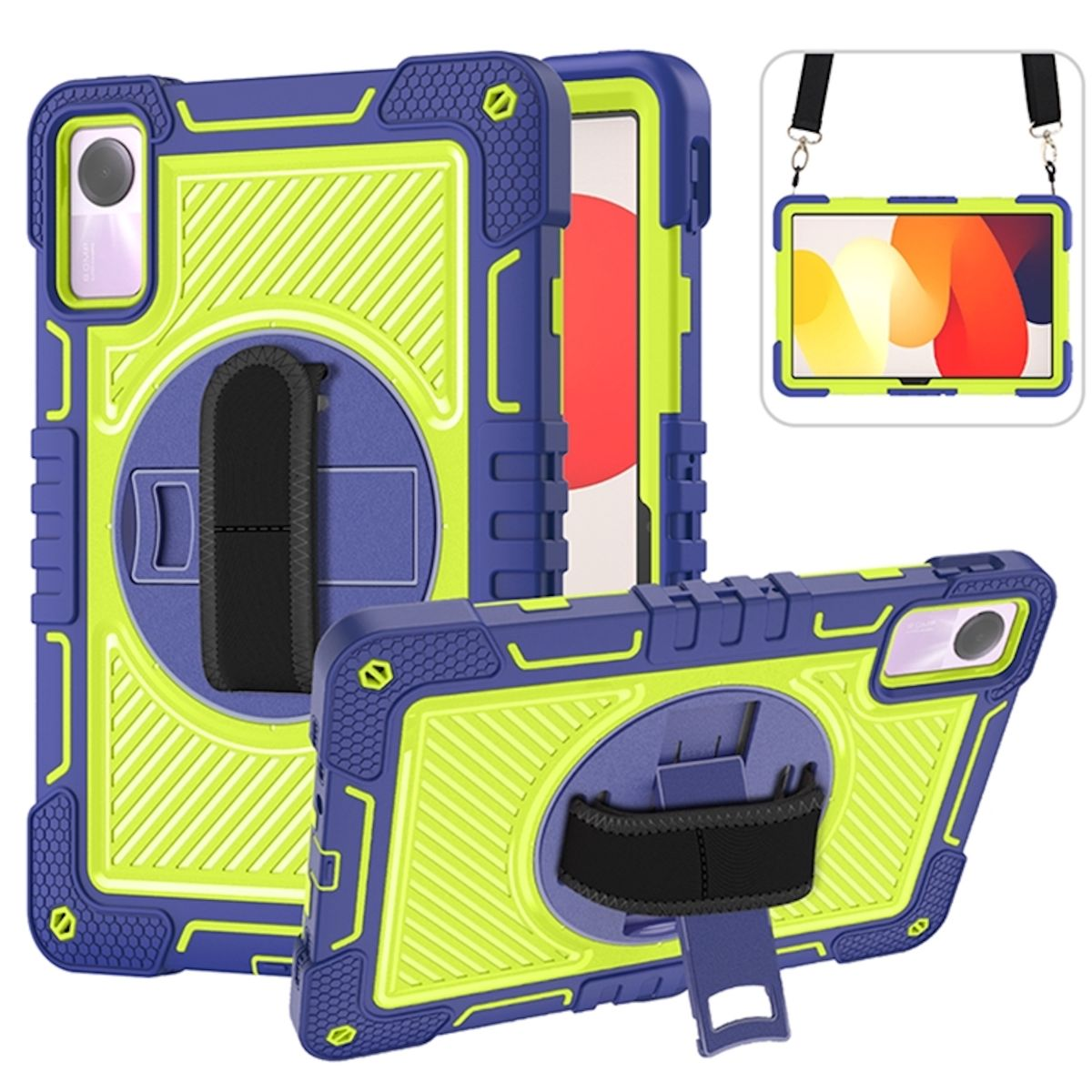 mit Grad / Pad 11 Hybrid Backcover, Grün Xiaomi, / Zoll, Blau Outdoor aufstellbar, 2 Halte-Schlaufe SE Tasche 360 WIGENTO Redmi