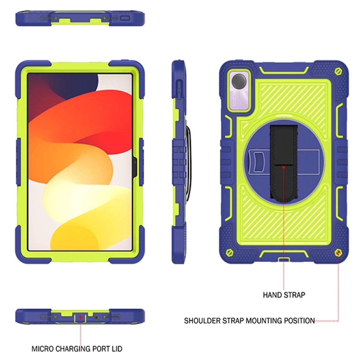 WIGENTO 360 Grad SE Backcover, Grün Outdoor 11 Blau Hybrid / Xiaomi, Halte-Schlaufe 2 Tasche Pad / aufstellbar, Zoll, mit Redmi