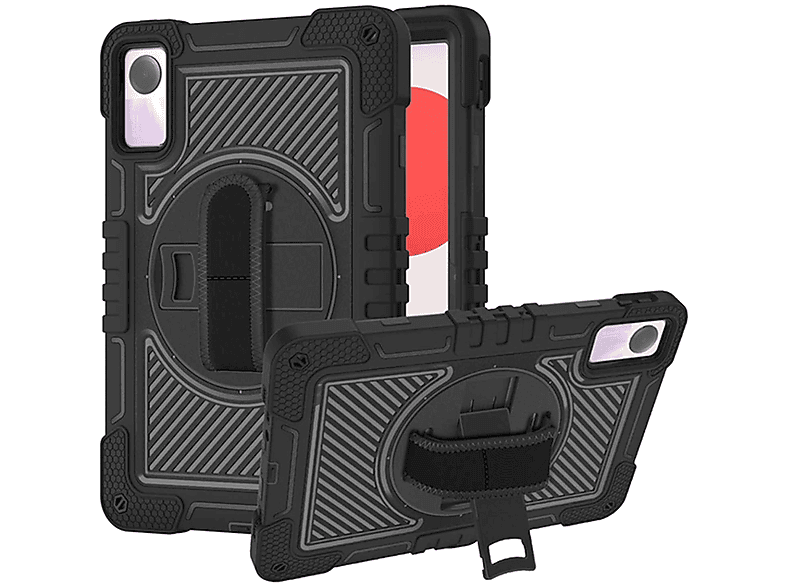 WIGENTO 360 Grad Outdoor Hybrid Tasche mit Halte-Schlaufe aufstellbar, Backcover, Xiaomi, Redmi Pad 2 / SE 11 Zoll, Schwarz