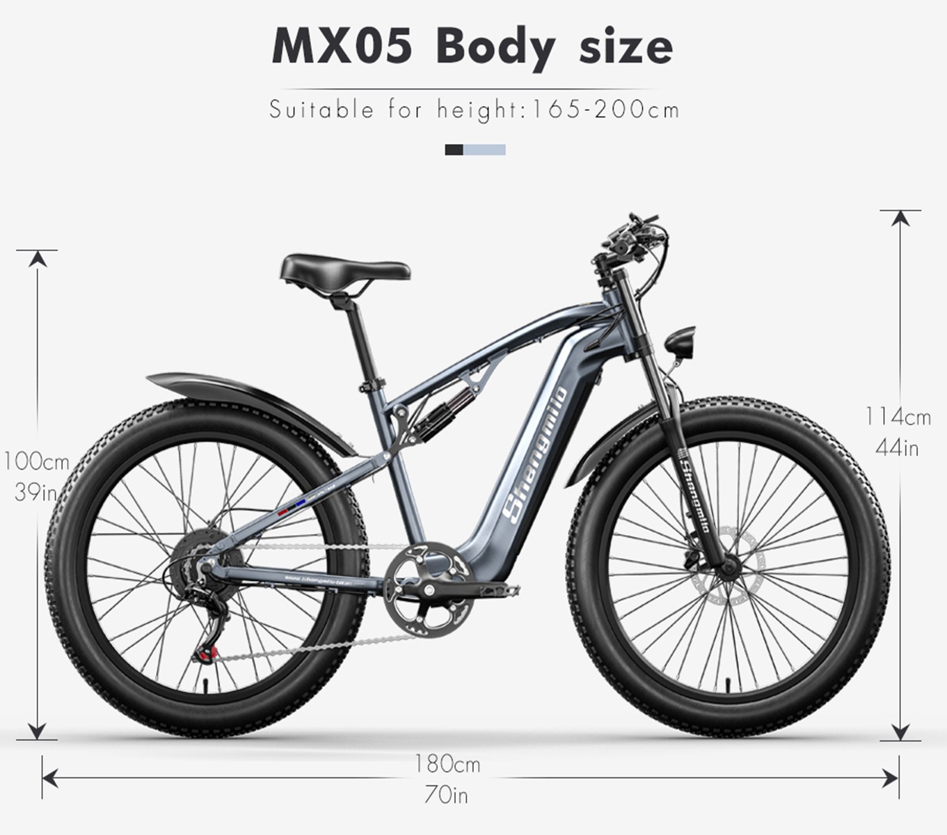 MX05 26 grey) (Laufradgröße: SHENGMILO Zoll, Erwachsene-Rad, 840Wh, Mountainbike