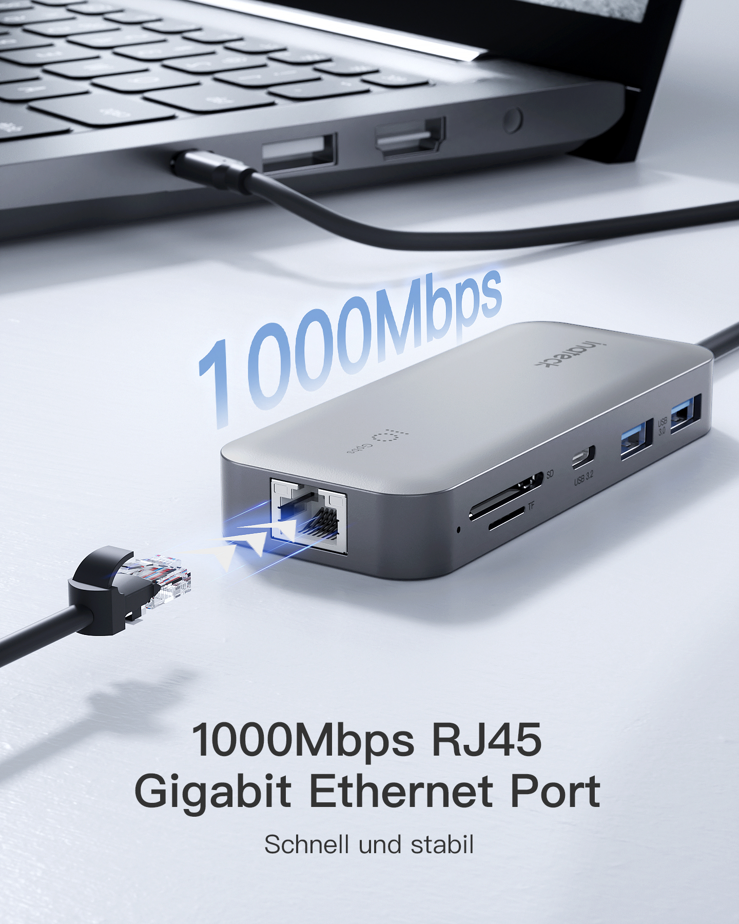 10 2 Hub, 60Hz Ethernet, USB INATECK PD, silver hub, in USB HDMI, A, 2 C 4K USB USB 100W SD/TF, RJ45 Video＋Data, 1 C,