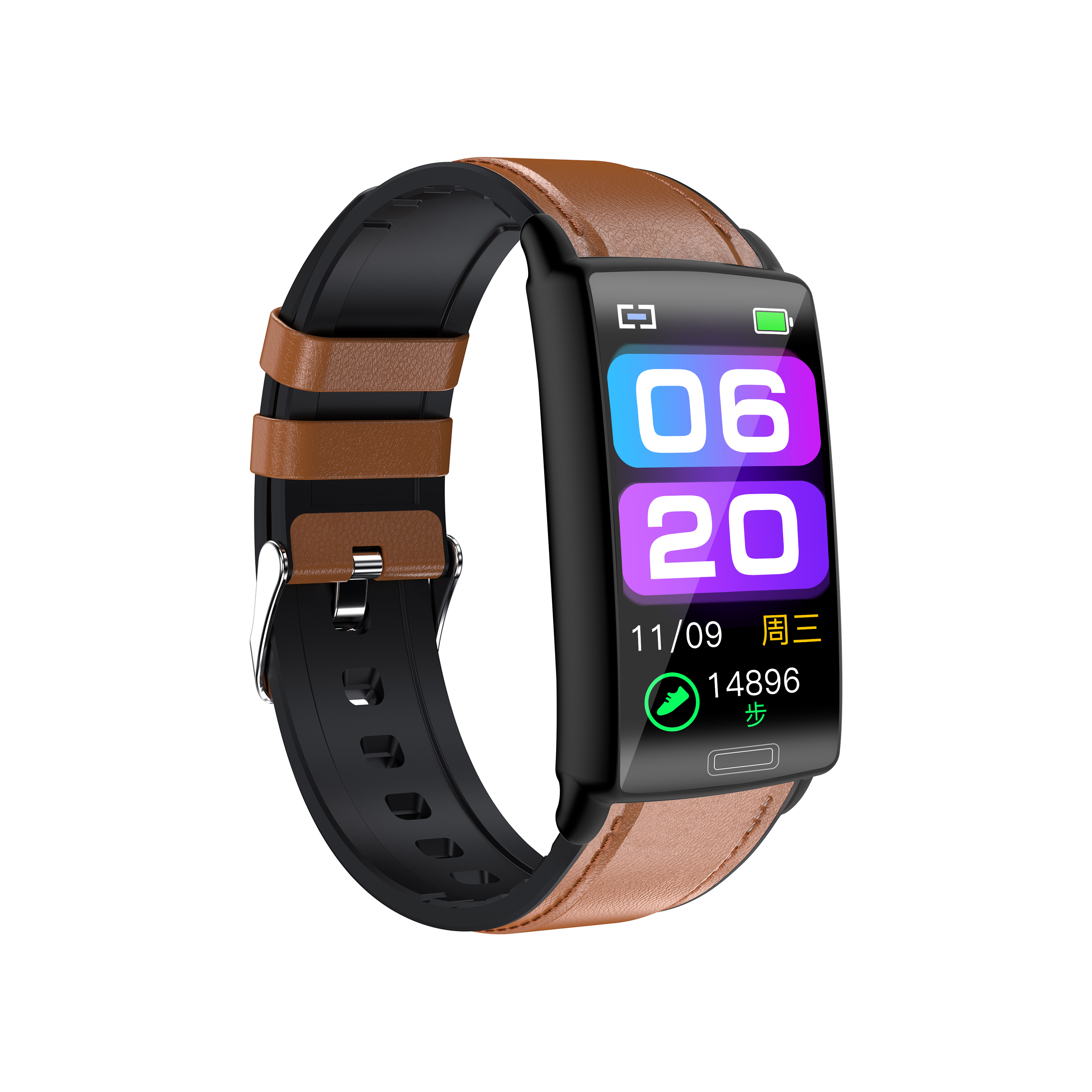 MIRUX Watch E610 Braun Smartwatch Leder, Aktivitätstracker BT-Anruf