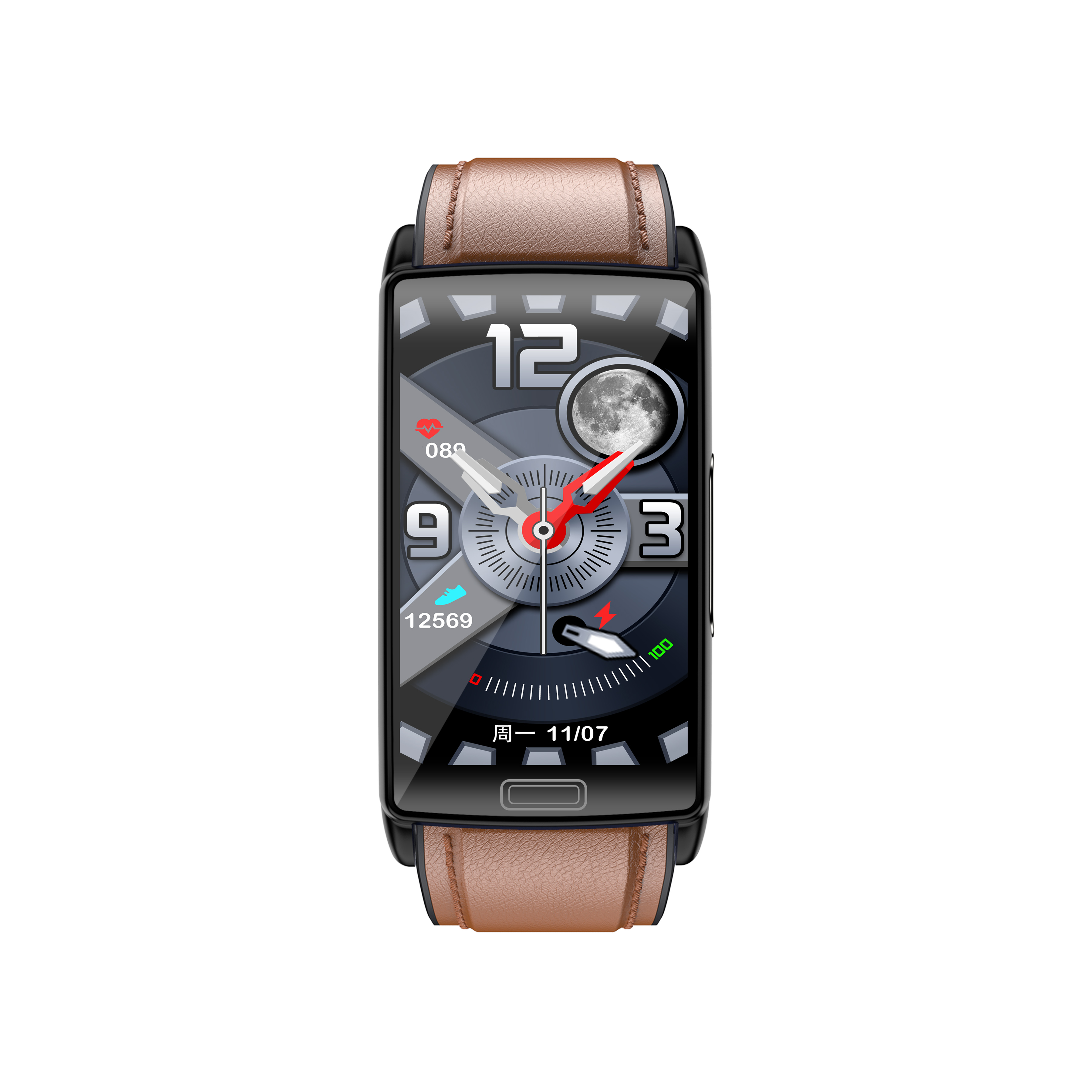 MIRUX Watch E610 Braun Smartwatch Leder, Aktivitätstracker BT-Anruf