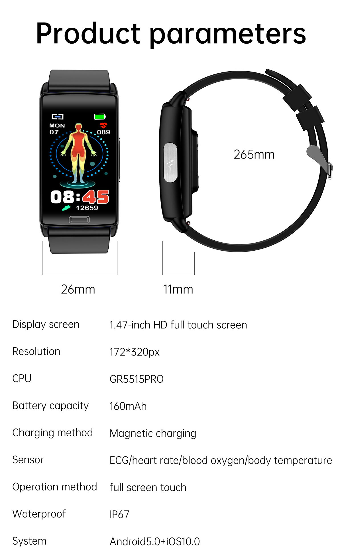 BT-Anruf MIRUX Aktivitätstracker Smartwatch Braun E610 Leder, Watch