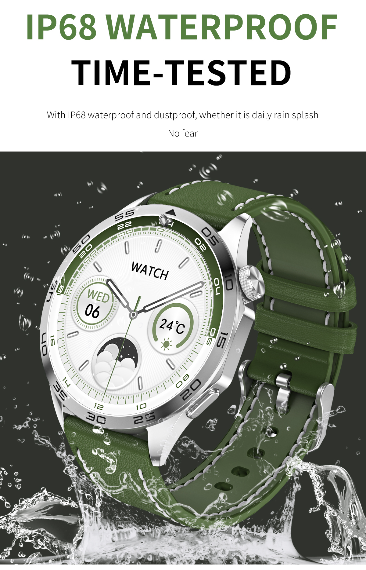 MIRUX GT4Gr Silikon, Smartwatch NFC Fitness Grün BT-Anruf Tracker