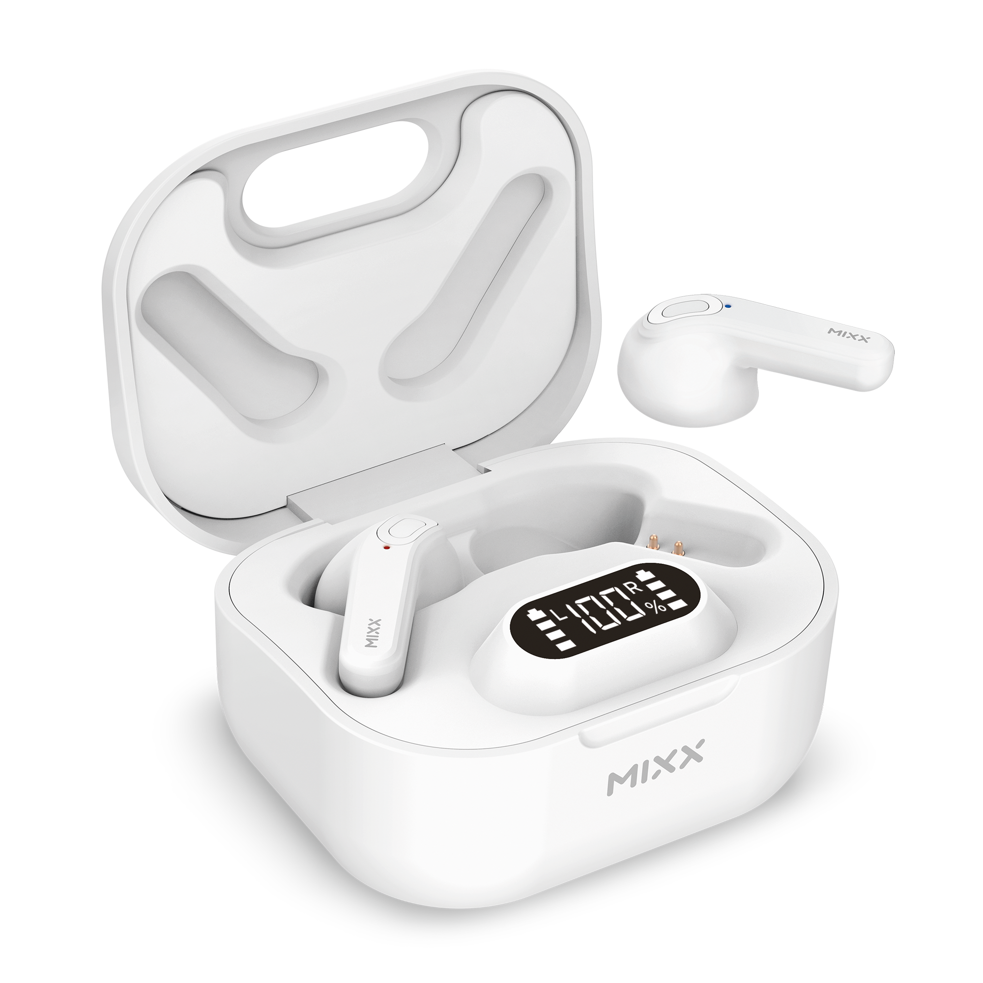 MIXX StreamBuds Charge, In-ear Kopfhörer Weiss Hybrid Qi