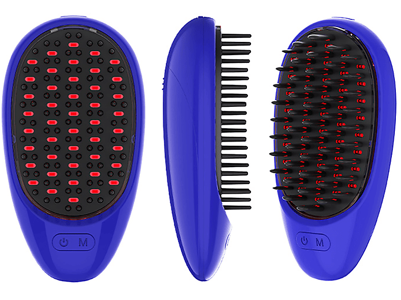 LACAMAX Blauer Kopf-Vibrationsmassagekamm - rotes und blaues Licht umschaltbar, fünf Stufen einstellbar Massagekamm