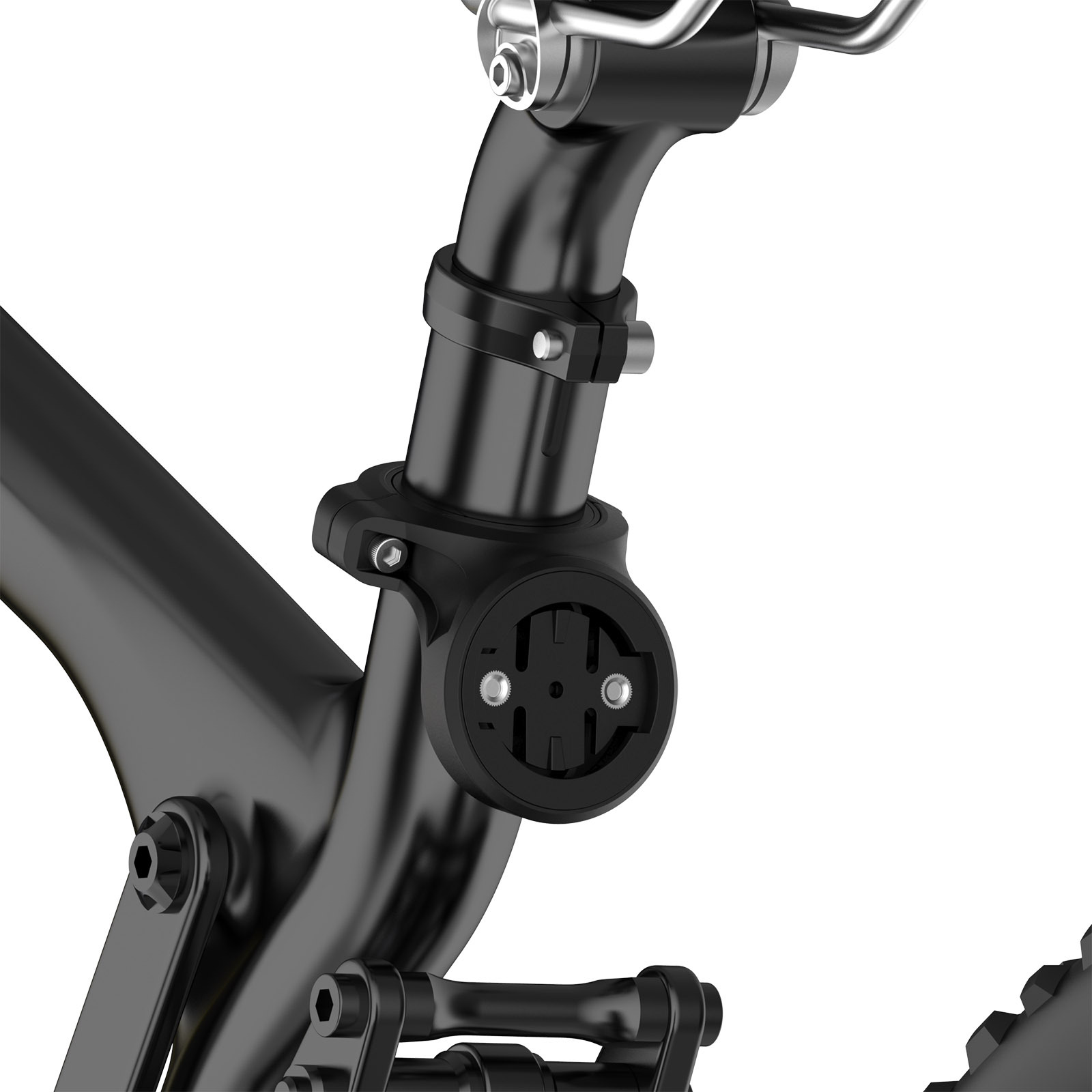 Supporto per bicicletta nero per un dispositivo, fissato al reggisella.
