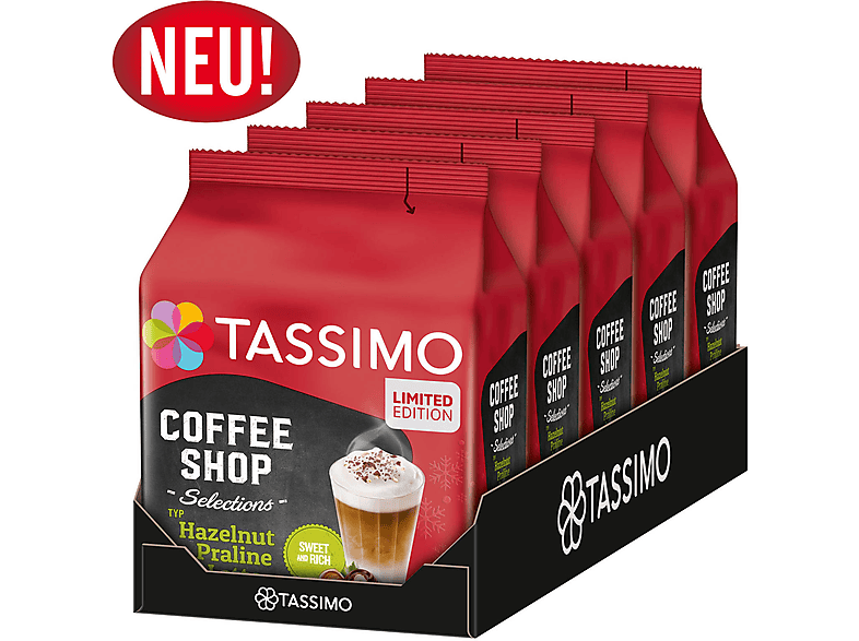 JDE TASSIMO Kapseln Coffee Shop Selections Typ Hazelnut Praline Latte 5x8 Getränke Kaffeekapseln (Tassimo Maschine (T-Disc System))