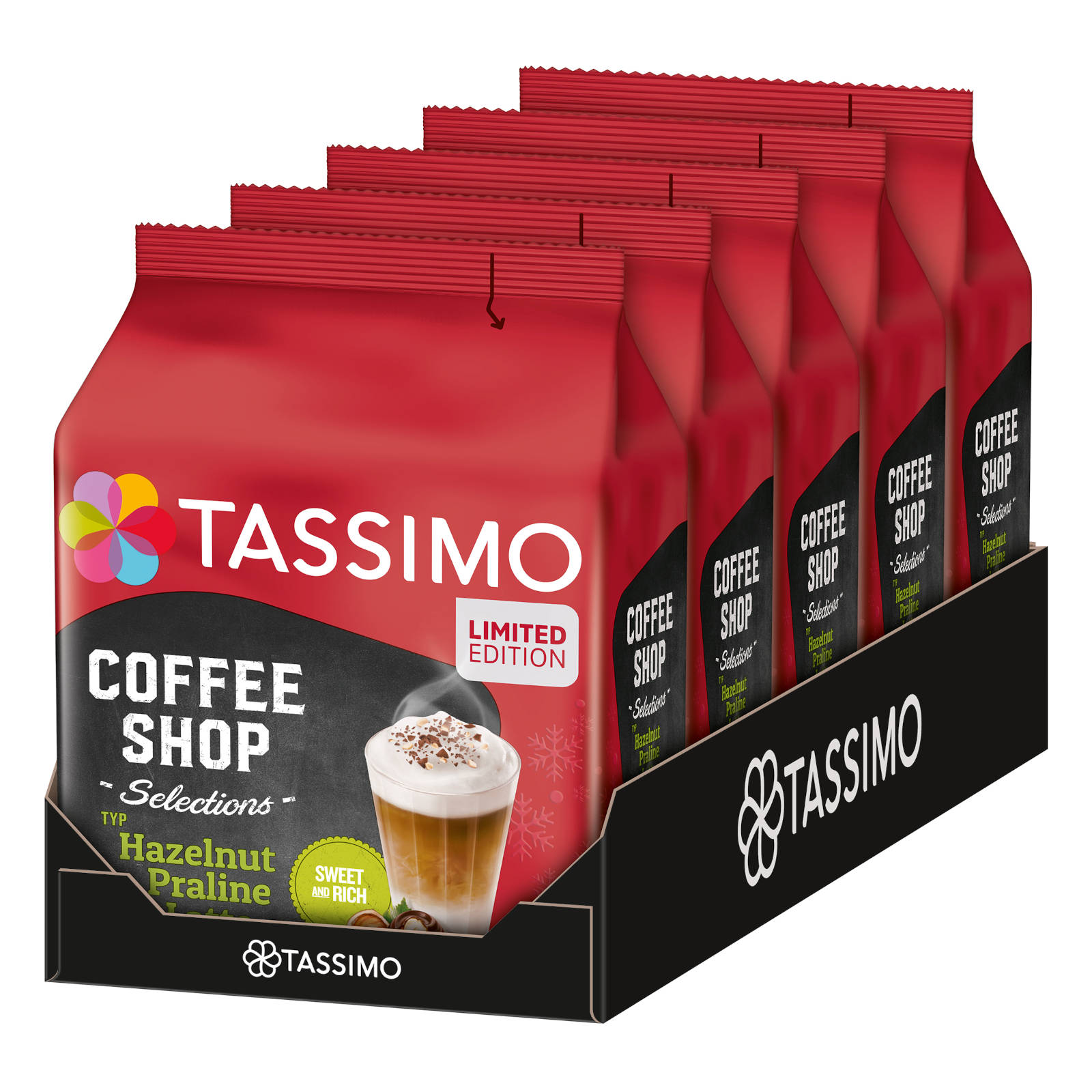 5x8 Shop (Tassimo Hazelnut Maschine Coffee System)) Kapseln JDE Latte Praline Getränke (T-Disc Typ Kaffeekapseln Selections TASSIMO