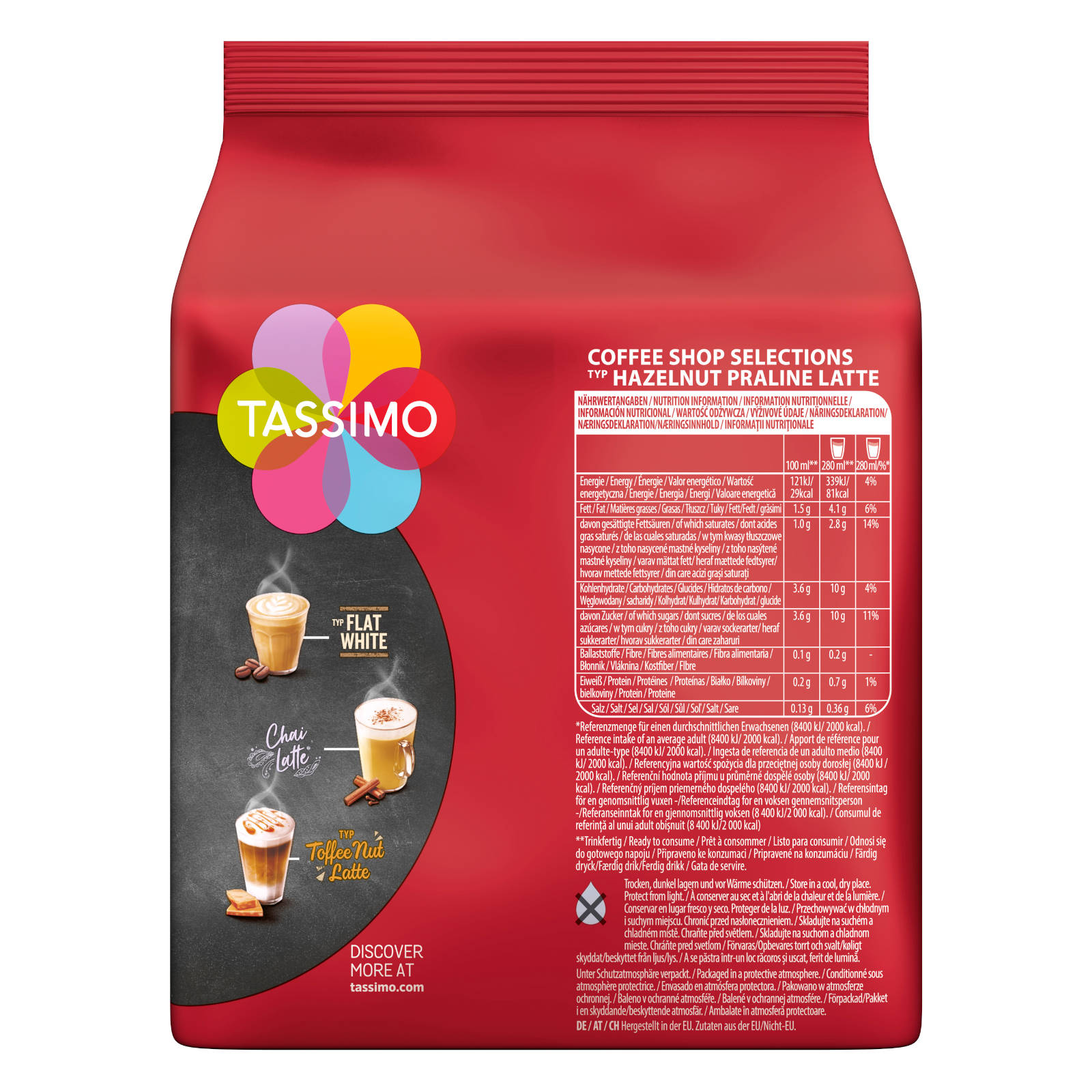 JDE Selections (T-Disc Hazelnut Coffee Maschine Kapseln 5x8 Typ System)) Latte Getränke Shop TASSIMO Praline Kaffeekapseln (Tassimo