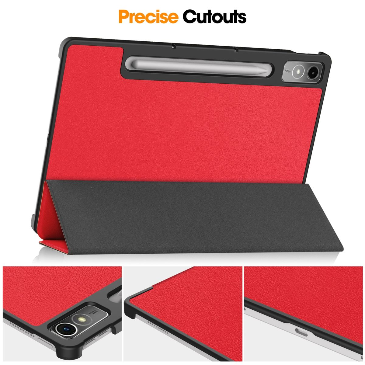 Tablethülle Full UP / Silikon Sleep Kunststoff Cover & für Wake WIGENTO Lenovo / 3folt aufstellbar Cover Kunstleder, Rot