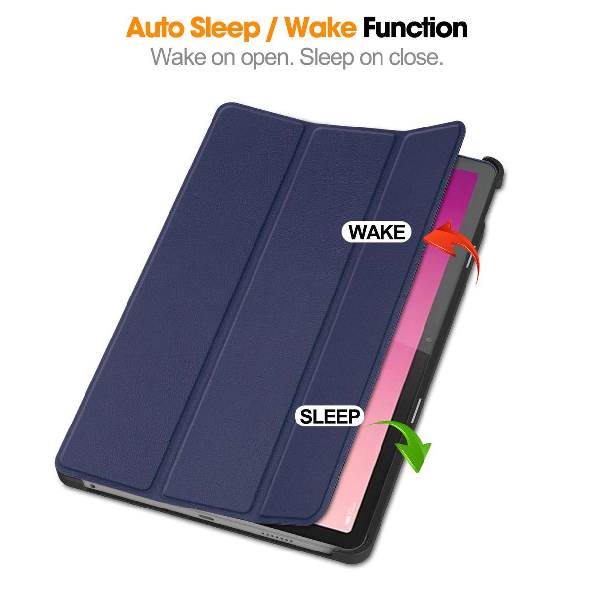 WIGENTO 3folt Wake Sleep Cover Tablethülle Lenovo Silikon für Kunststoff aufstellbar Kunstleder, & UP Dunkelblau / / Full Cover