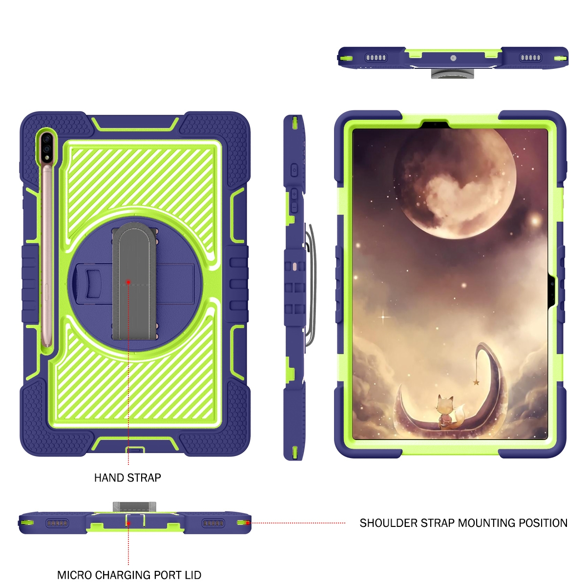 WIGENTO 360 Grad Outdoor Blau Kunststoff / Tasche aufstellbar für mit Tablethülle Silikon, Halte-Schlaufe Grün Samsung / Backcover Hybrid