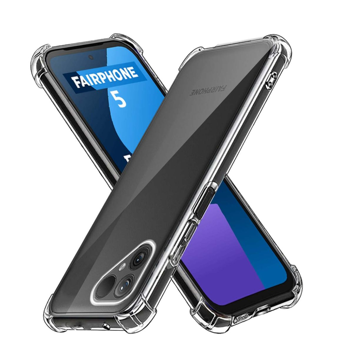Backcover, Fairphone robust, verstärkte 5, TPU Hülle Silikon dünn Transparent Fairphone, WIGENTO Schock Ecken