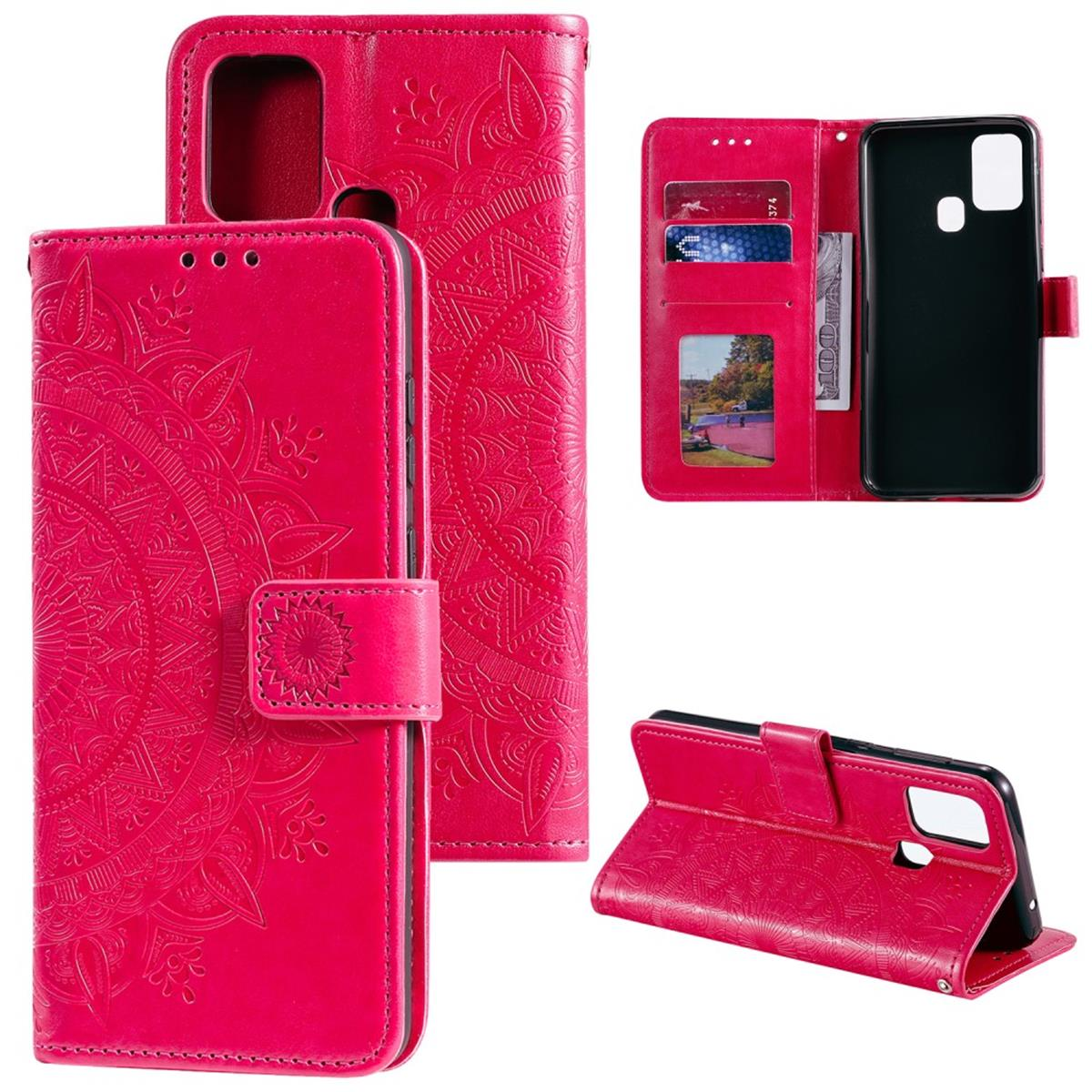 COVERKINGZ Klapphülle Pink mit Redmi 9C, Muster, Mandala Xiaomi, Bookcover,