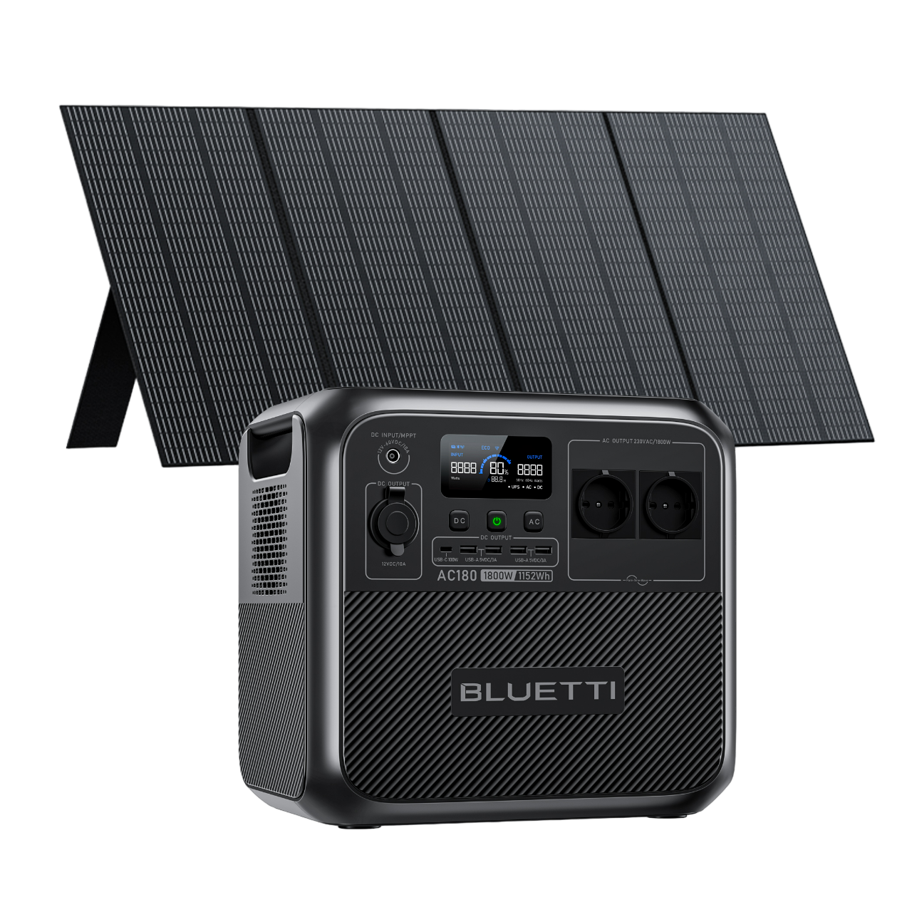 BLUETTI AC180 mit PV350 Stromausfälle Powerstaion wie Notfälle 350W Solarpanel,Für
