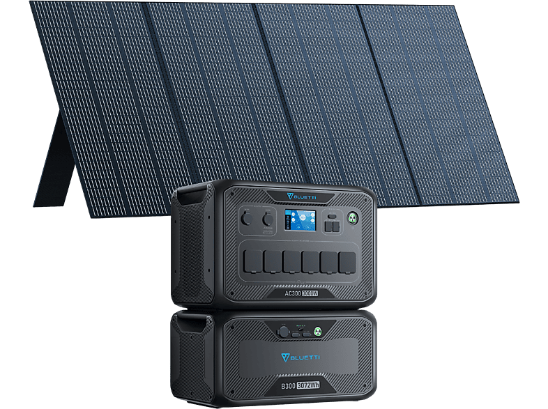 BLUETTI AC300 und B300 mit Wh Solarpanel PV350 3072 Schwarz Stromerzeuger