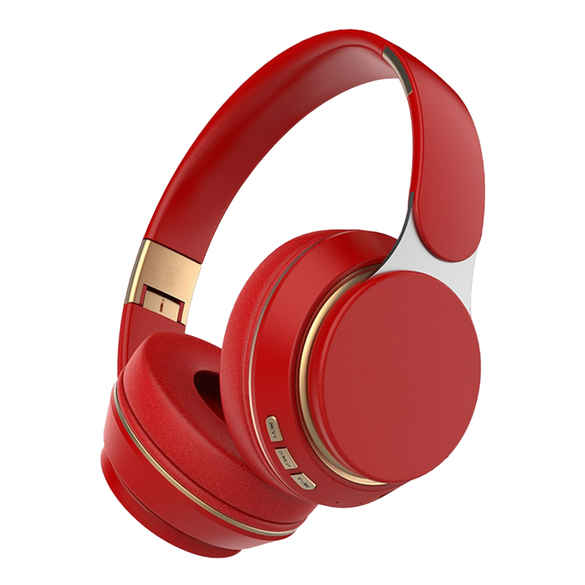 KINSI Sport Bluetooth Kopfhörer, Einziehbar Over-ear Bluetooth und Kopfhörer rot faltbar, Over-Ear-Kopfhörer