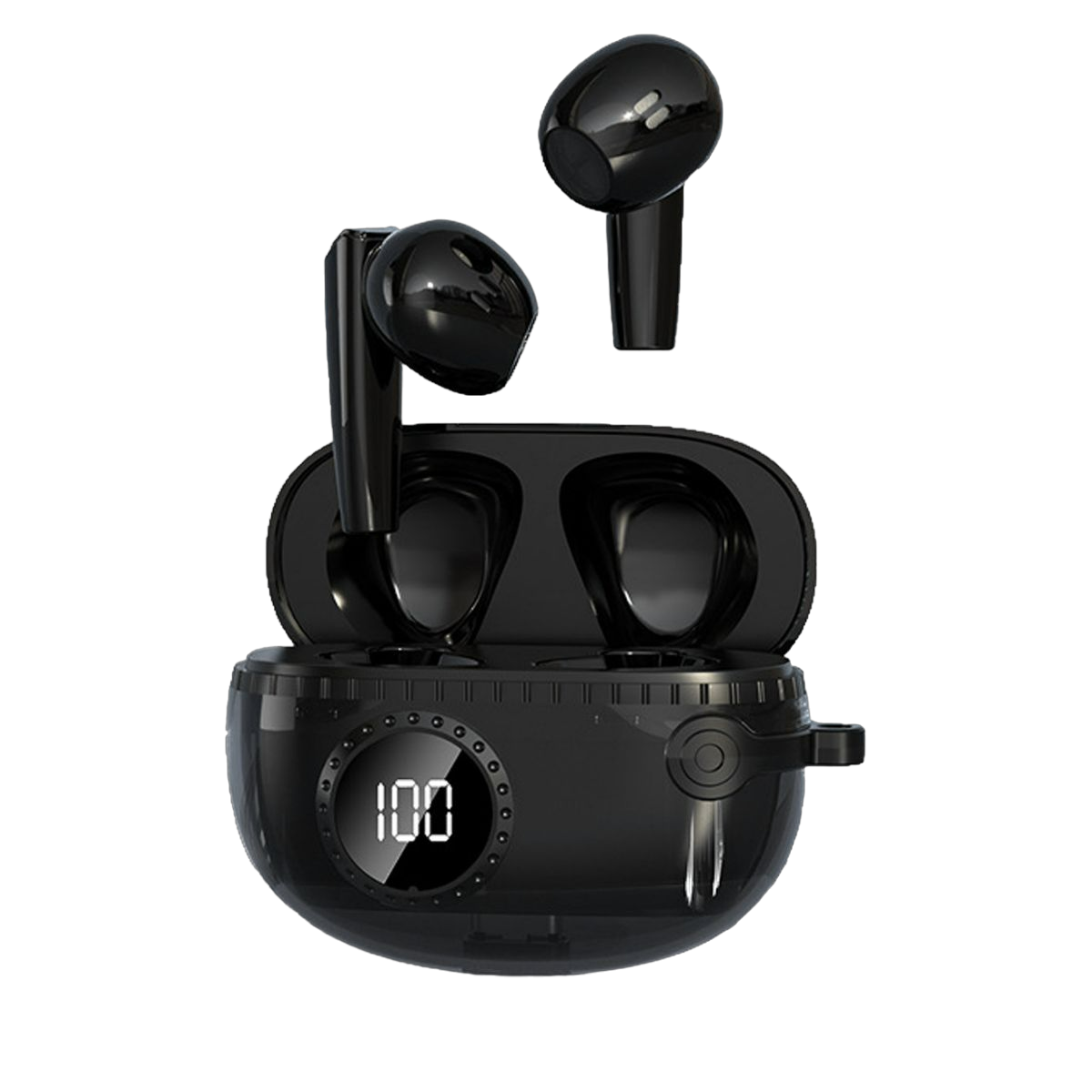 Bluetooth In-ear schwarz Funk-Kopfhörer, Ladekoffer, Mini-Smart-Touch, LED-Display Kopfhörer KINSI Smart