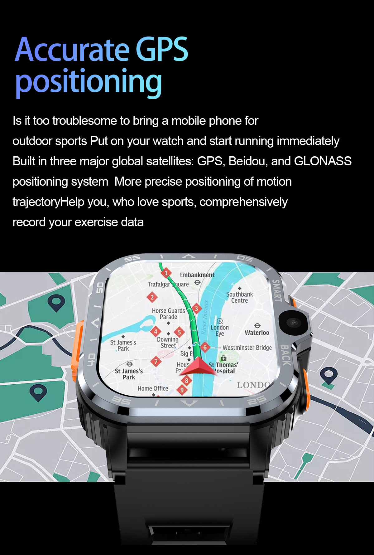 MIRUX PGD 64GB Smartwatch Silikon, Schwarz