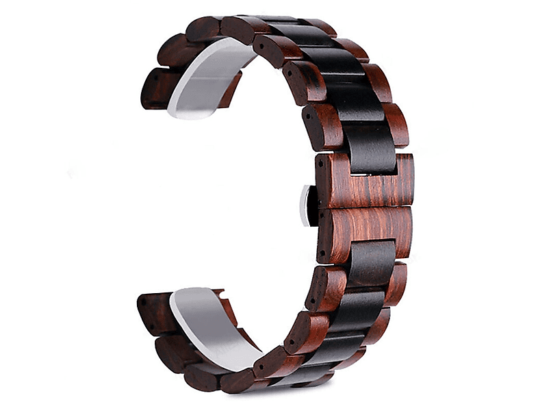 WIGENTO Holz Design Band, Ersatzarmband, Universal, 20mm, Rot / Schwarz | Smartwatch Armbänder
