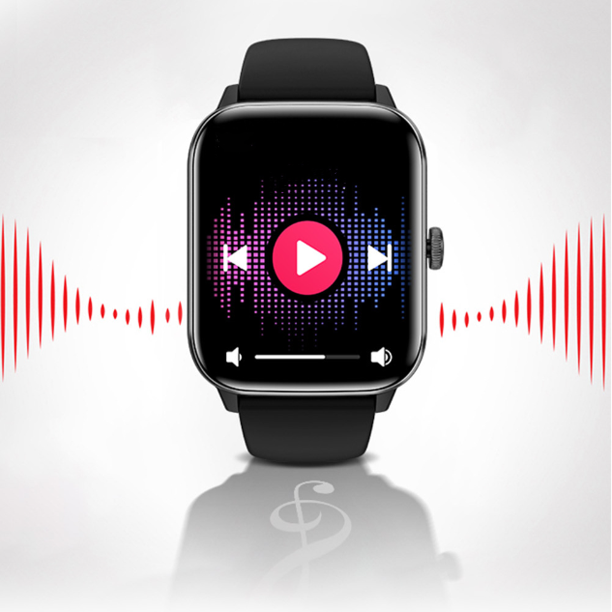 ENBAOXIN Intelligente Blutzuckeruhr frei Sie - Bluetooth-Musik, Smartwatch trainieren Sie Songs Silikon, hören Sie und Aluminium Schwarz Genießen