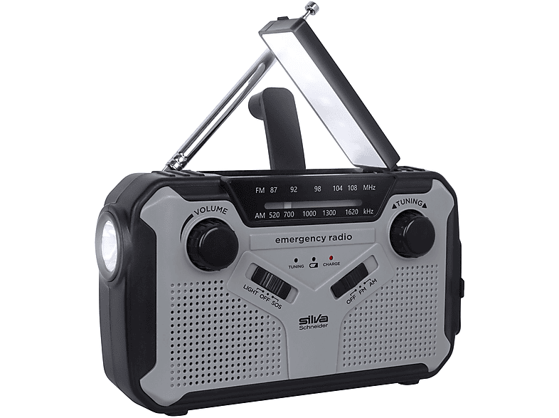 SILVA 112 SOS Notfall-Kurbelradio SCHNEIDER FM, schwarz-grau Radio,