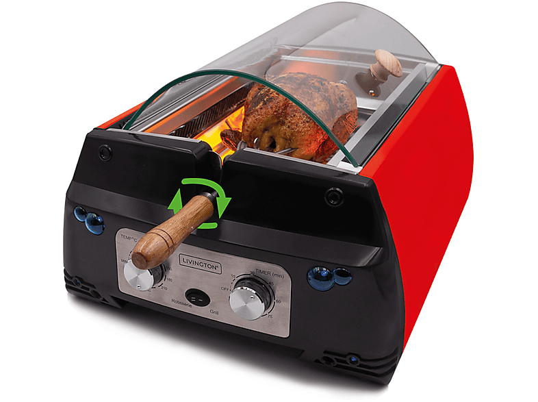 LIVINGTON Rotisserie Chef Tischgrill, red 