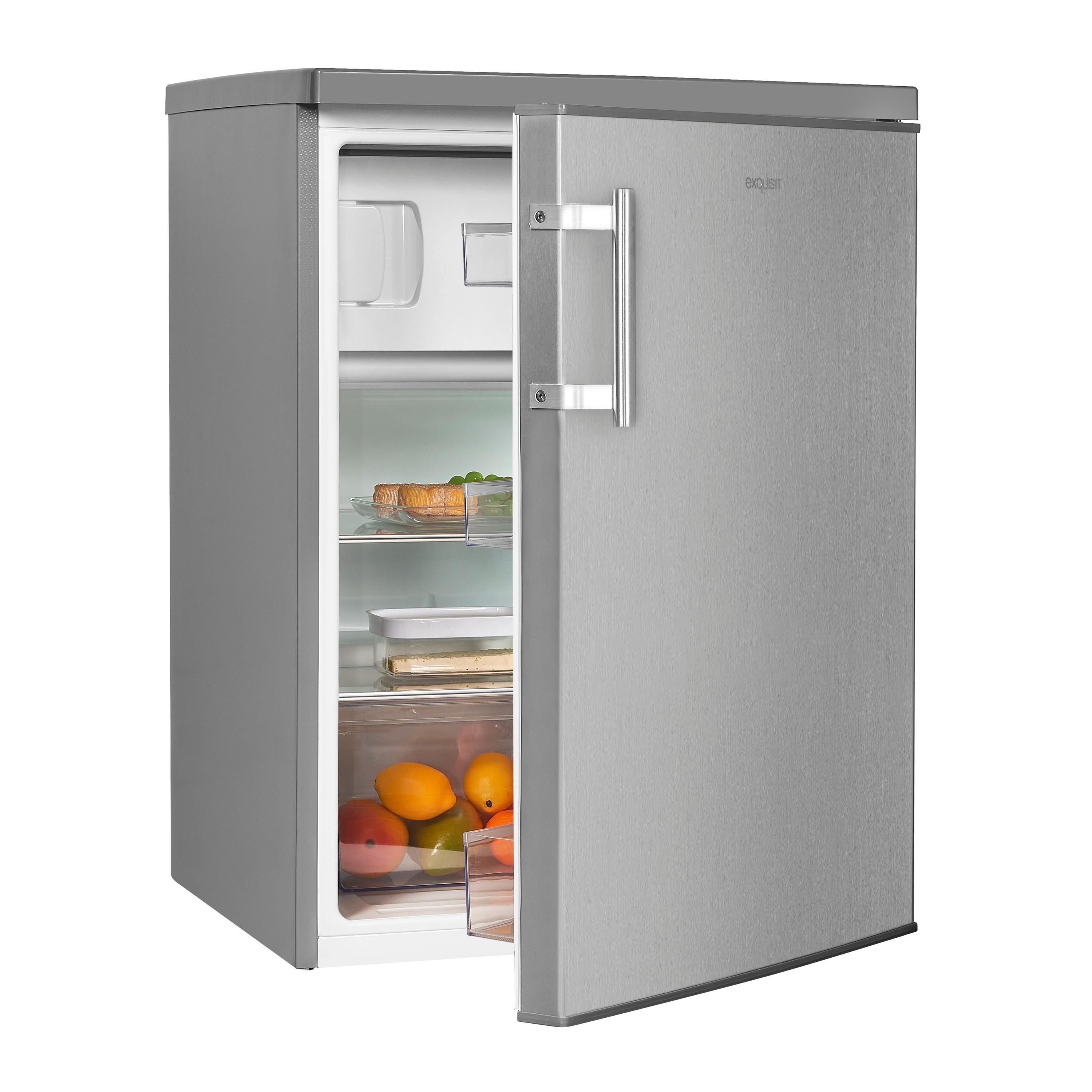hoch, (E, Inoxlook) Kühlschrank mit EXQUISIT Gefrierfach 850 inoxlook KS18-4-H-170E mm