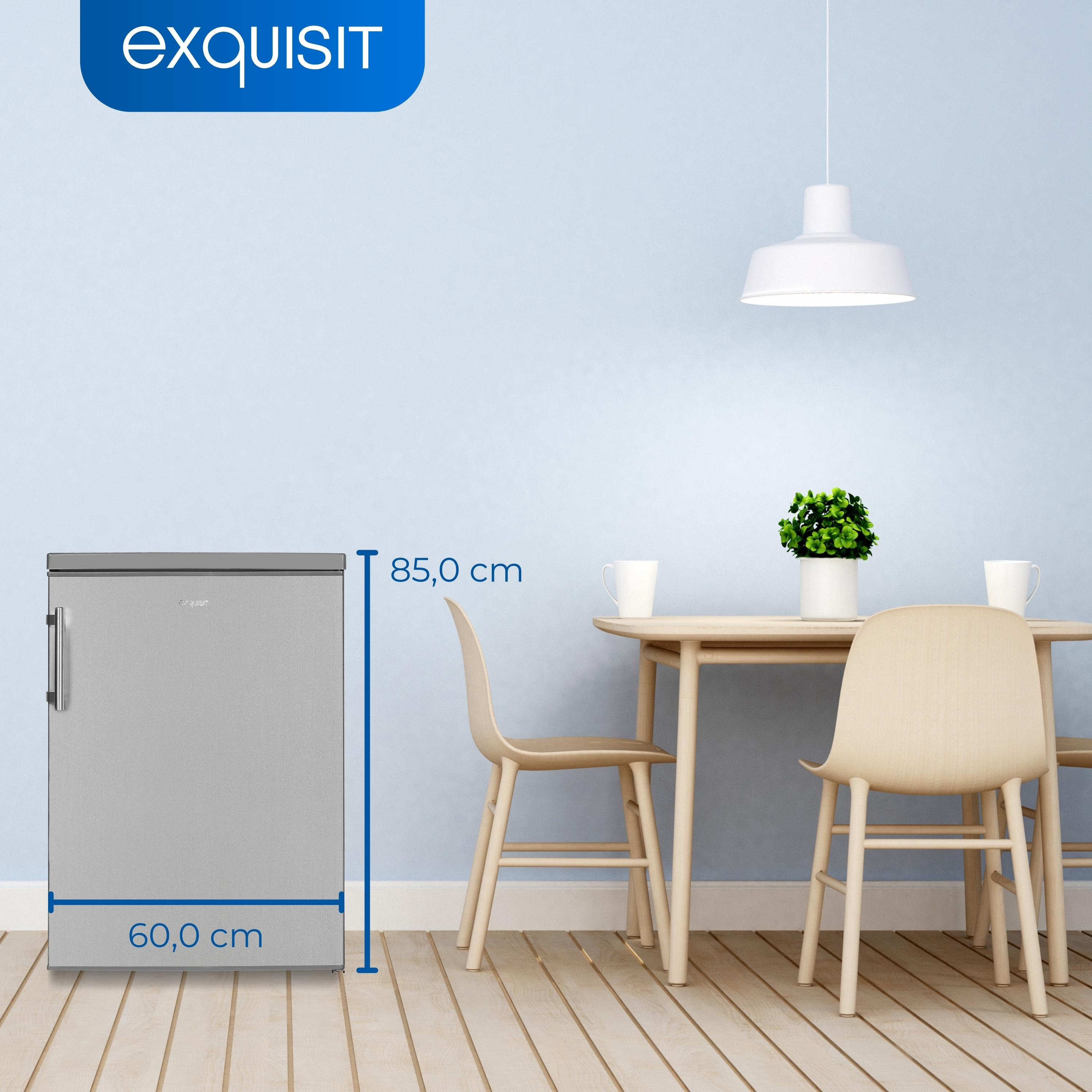 EXQUISIT KS18-4-H-170E inoxlook Kühlschrank mit hoch, 850 Gefrierfach (E, mm Inoxlook)