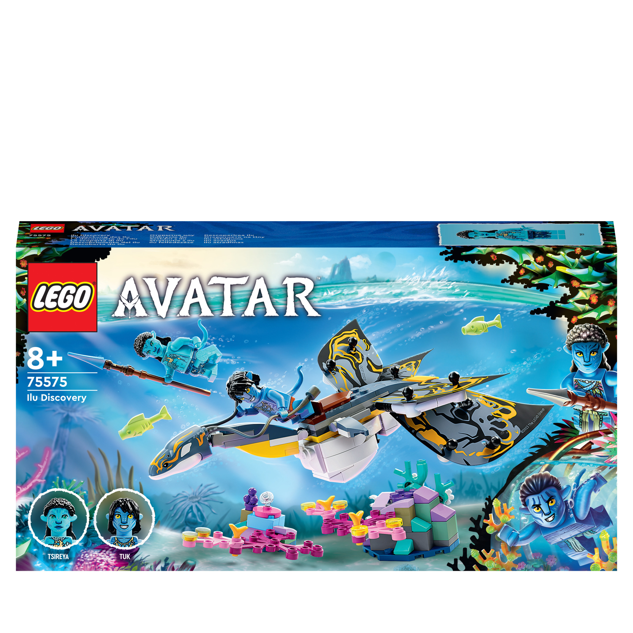 Lego Avatar Set Box. Enthält Avatare, eine fliegende Kreatur und Unterwasserszenerie.