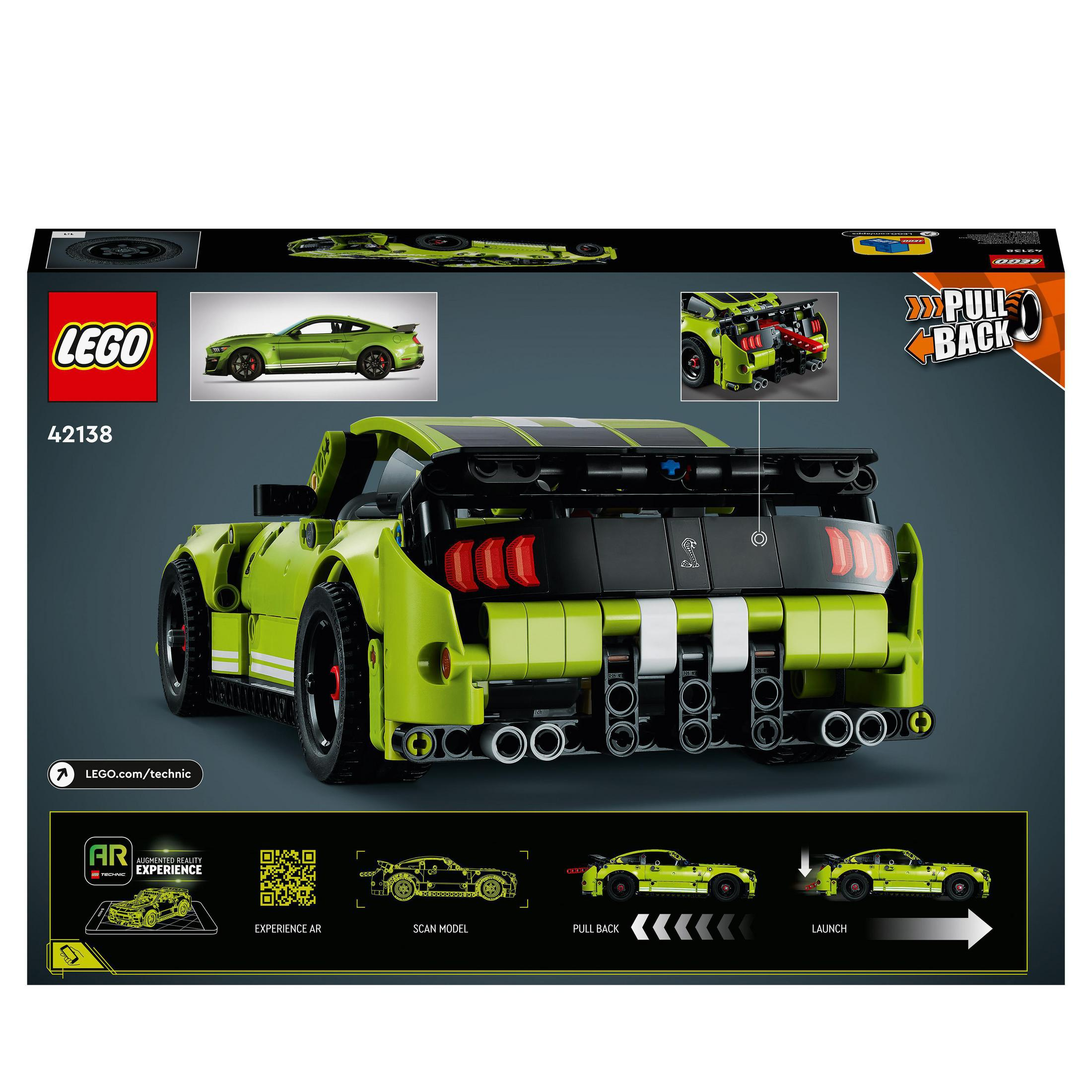 Eine LEGO-Box mit einem grünen Sportwagenmodell mit schwarzem Spoiler darauf.