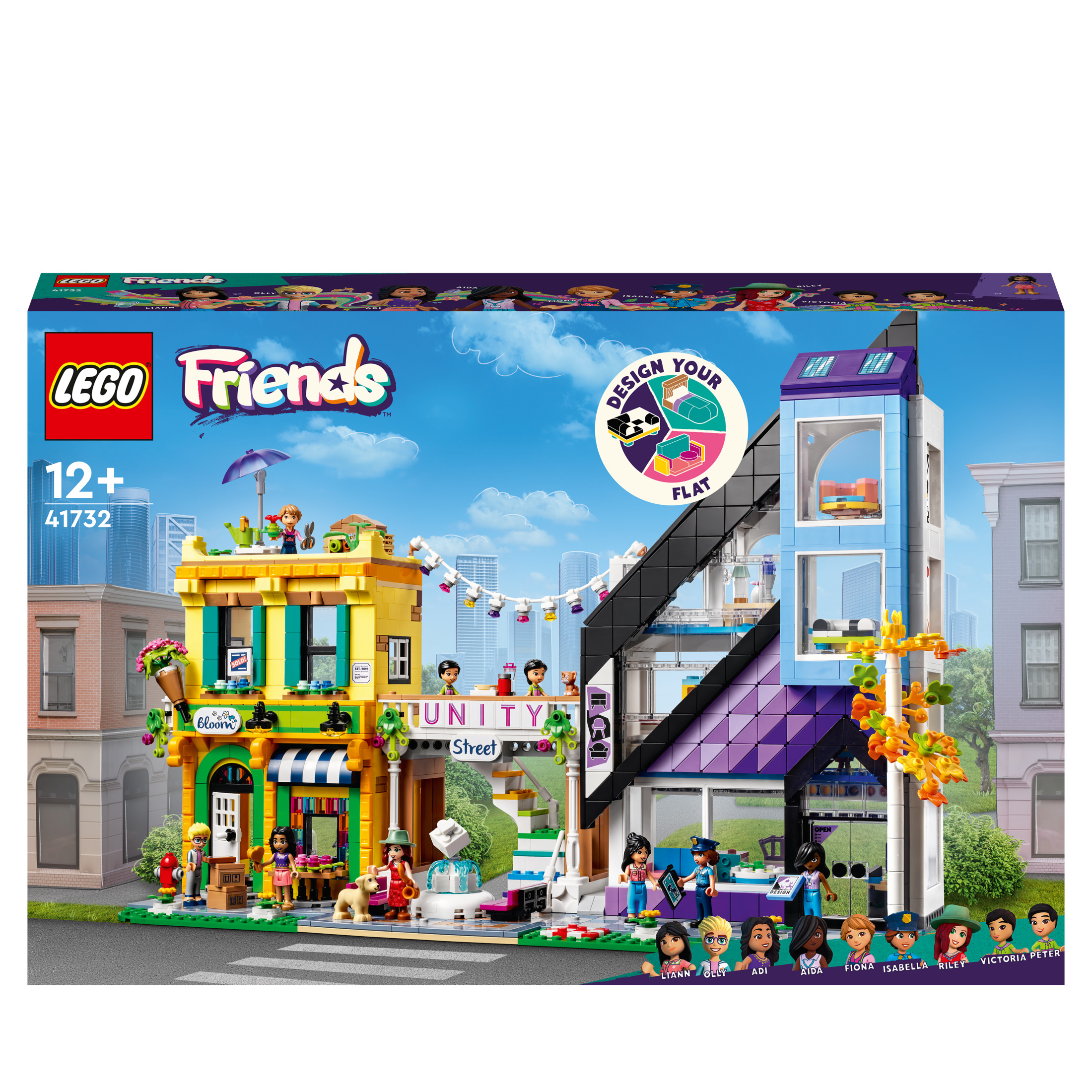 Un set de Lego Friends, un edificio con una floristería y un diseño plano.