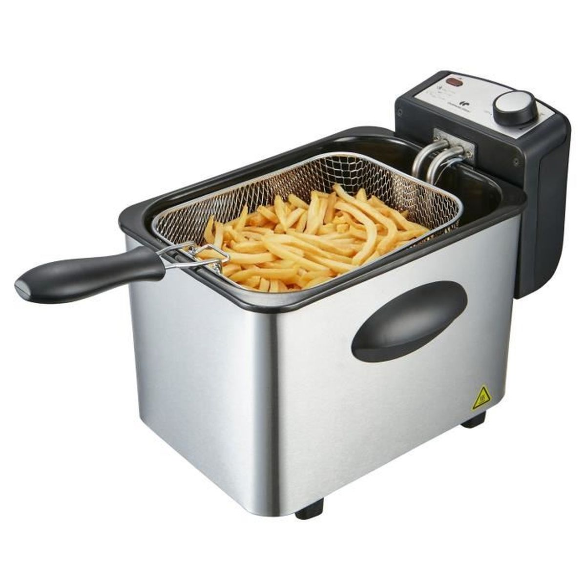 Freidora con aceite - CONTINENTAL EDISON CEFR4IX3, 2200 W, 4 l, Gris