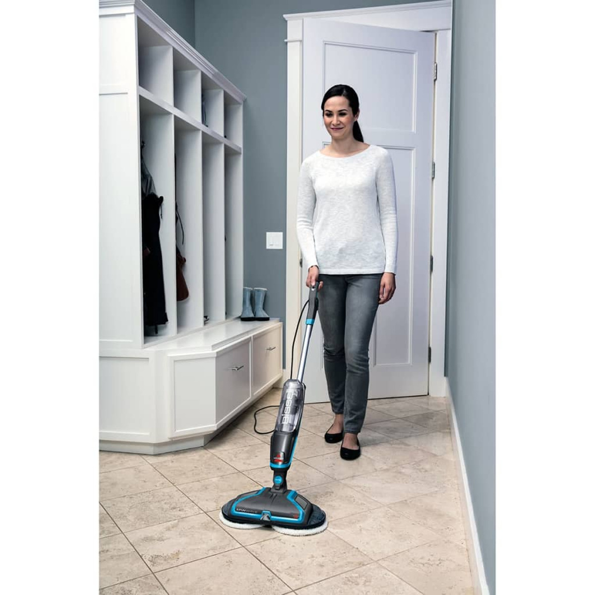 BISSELL 20522 SPINWAVE Hartbodenreiniger, Blau/Titan