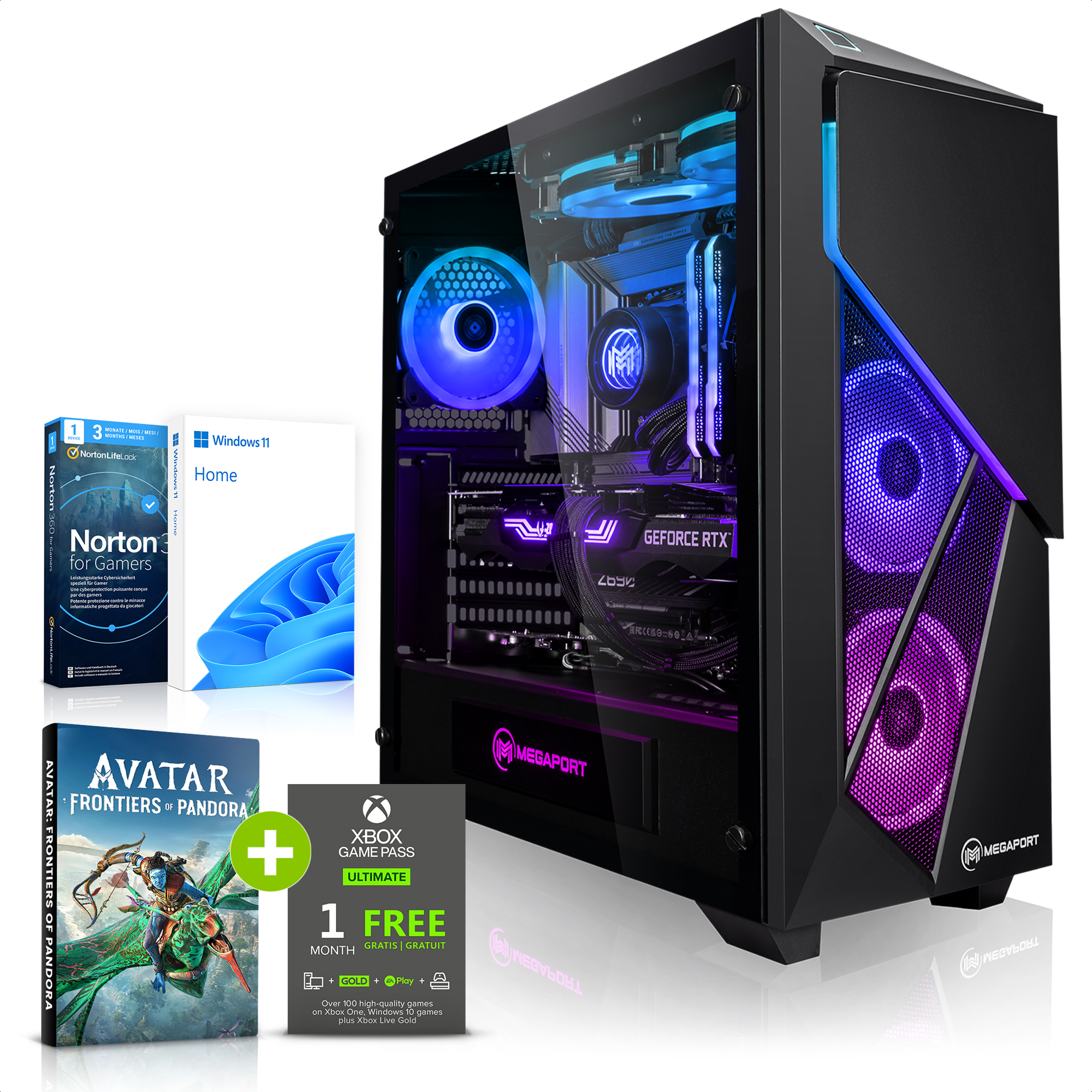 MEGAPORT Gaming PC 32 7700X, Radeon™ 7900 RX AMD GB PC Ryzen GB SSD, 1000 Prozessor, 7 GB 7 -, Ryzen™ AMD Gaming 24 RAM, XTX
