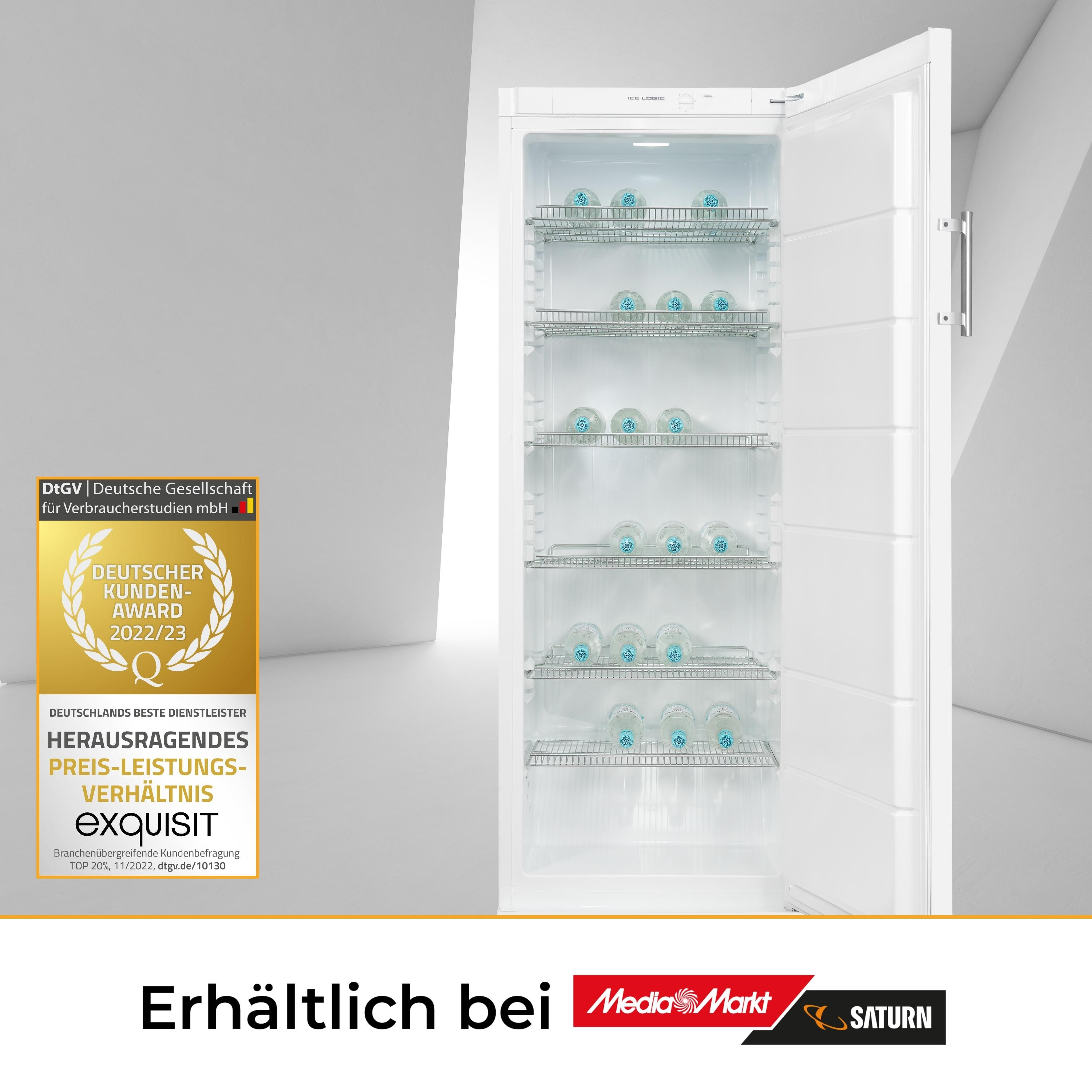 EXQUISIT GKS31-V-H-280F weiss Gewerbekühlschrank mm (138,00 1630 weiß) kWh/Jahr, F, hoch